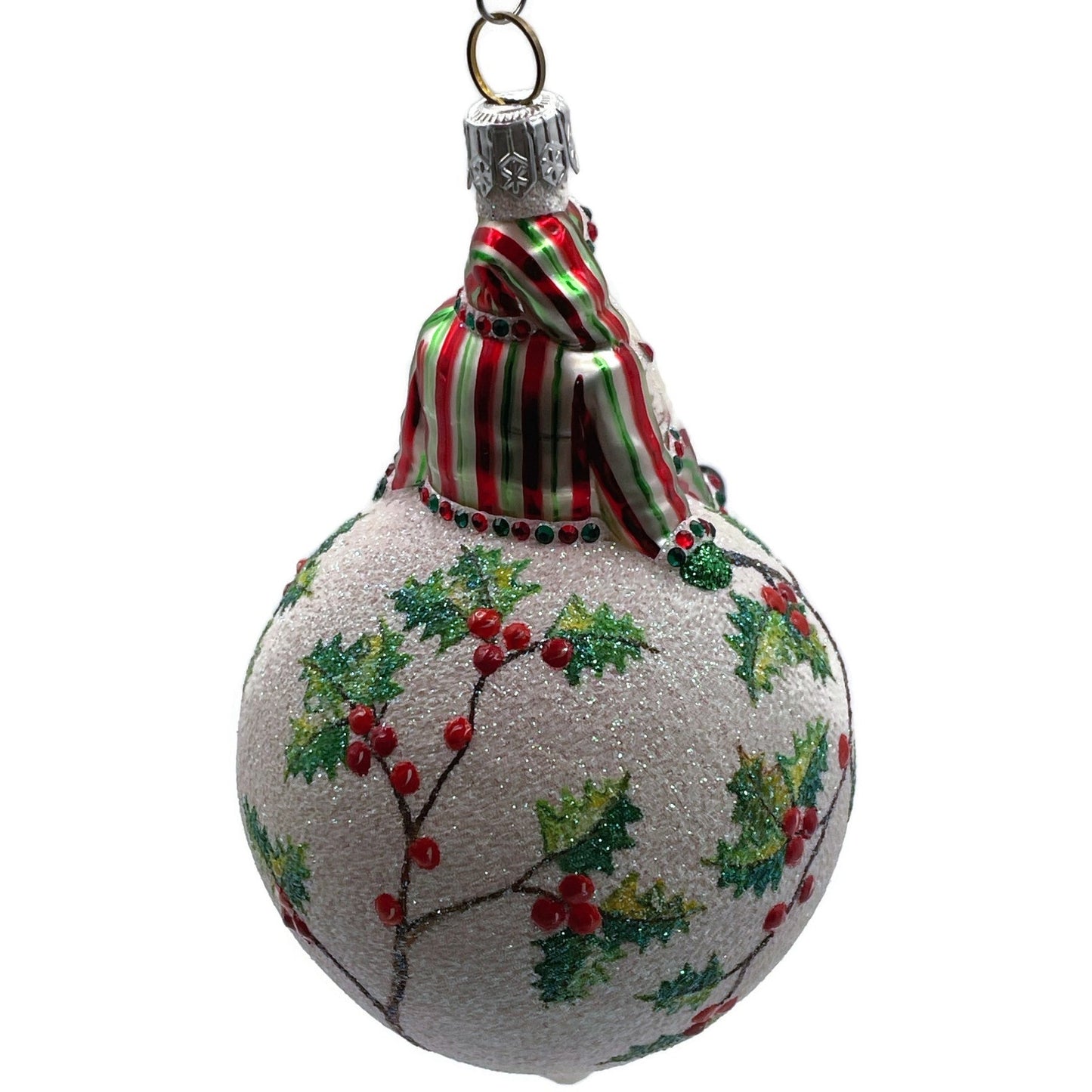 Patricia Breen Steadfast Santa Holly Red Striped Christmas Holiday Tree Ornament