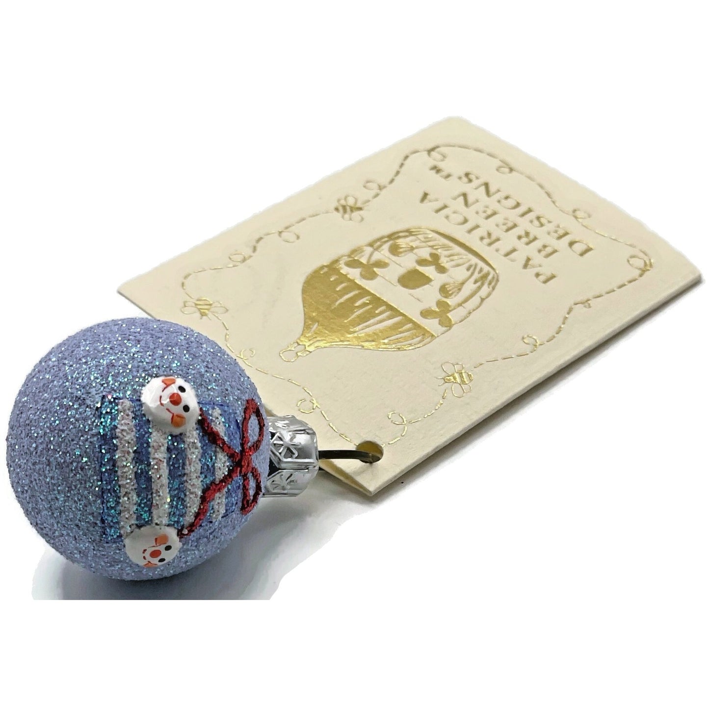 Patricia Breen Studio Gift Ball Present Snow Faces Blue Christmas Ornament CATZ