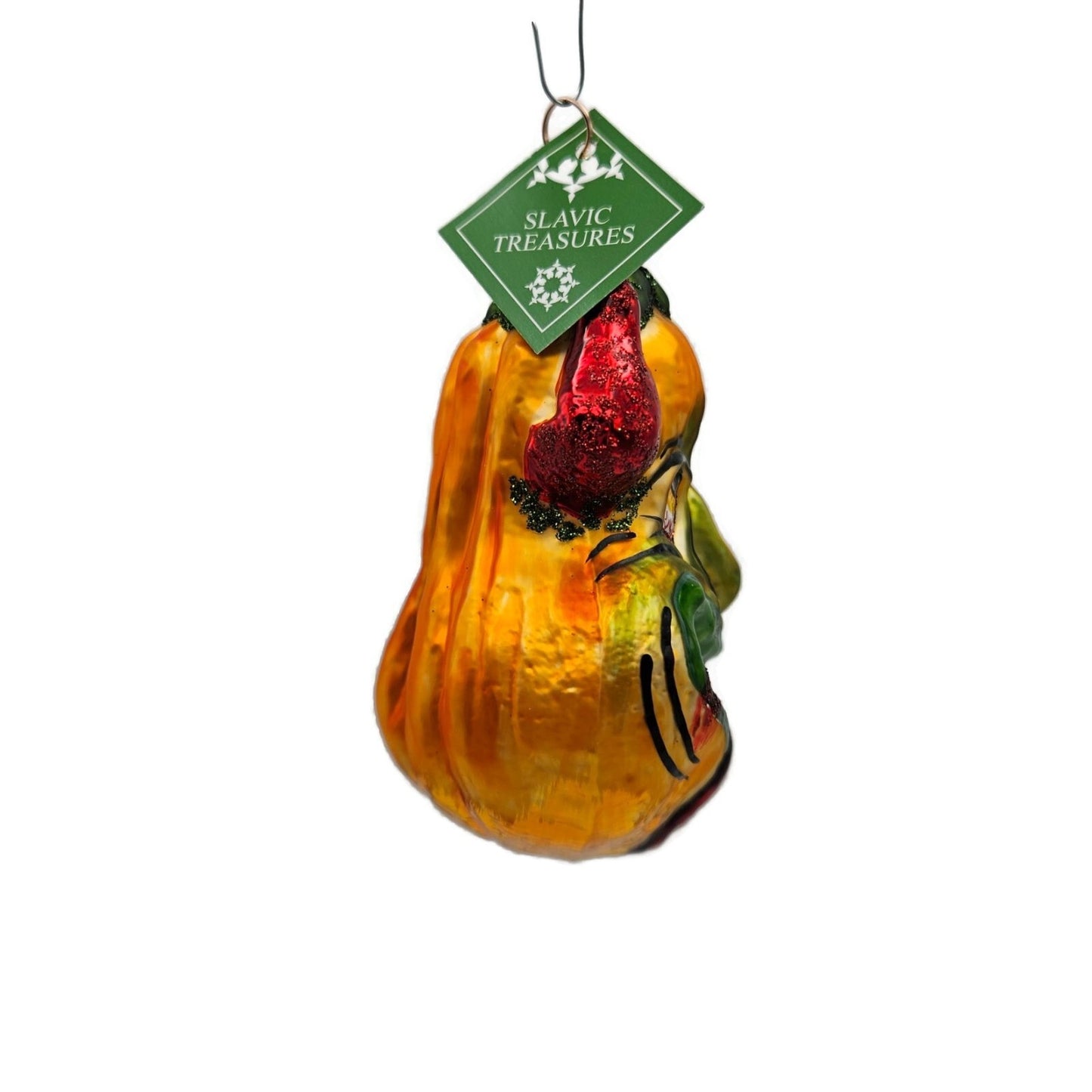 Slavic Treasures Demon Gourd Blown Glass Orange Halloween Tree Ornament 02-1076