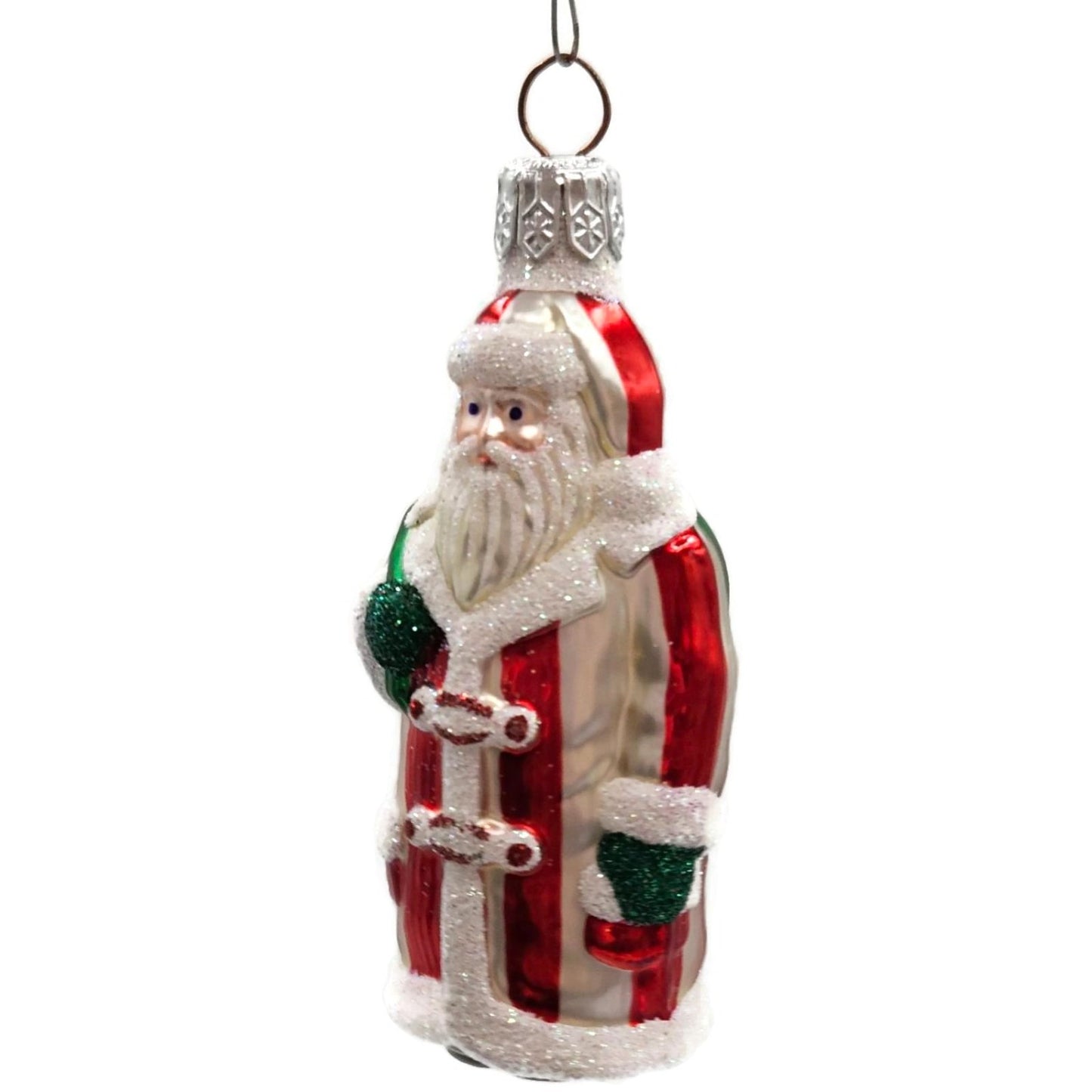 Patricia Breen Miniature Striped Santa Claus Red White Christmas Tree Ornament