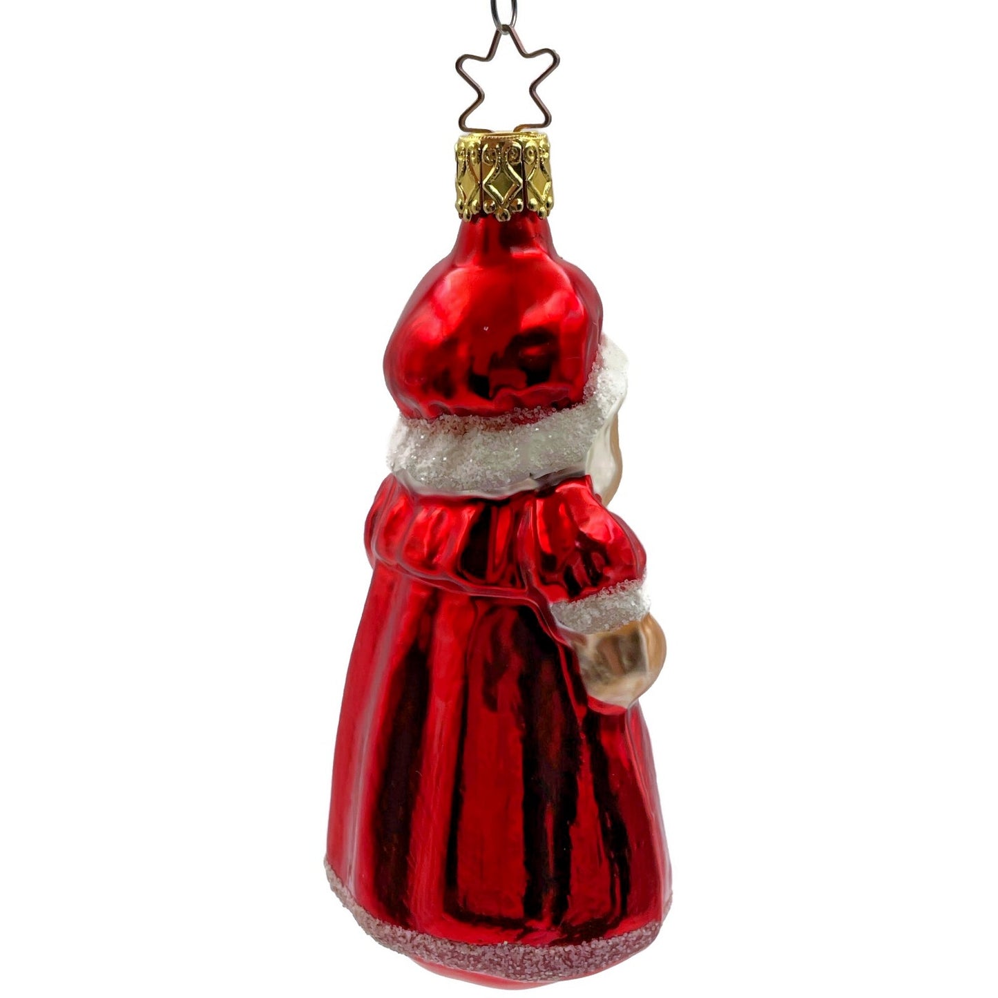 Mrs Claus Red Dress Star Top Inge Glass Ornament German Christmas Tree Decor
