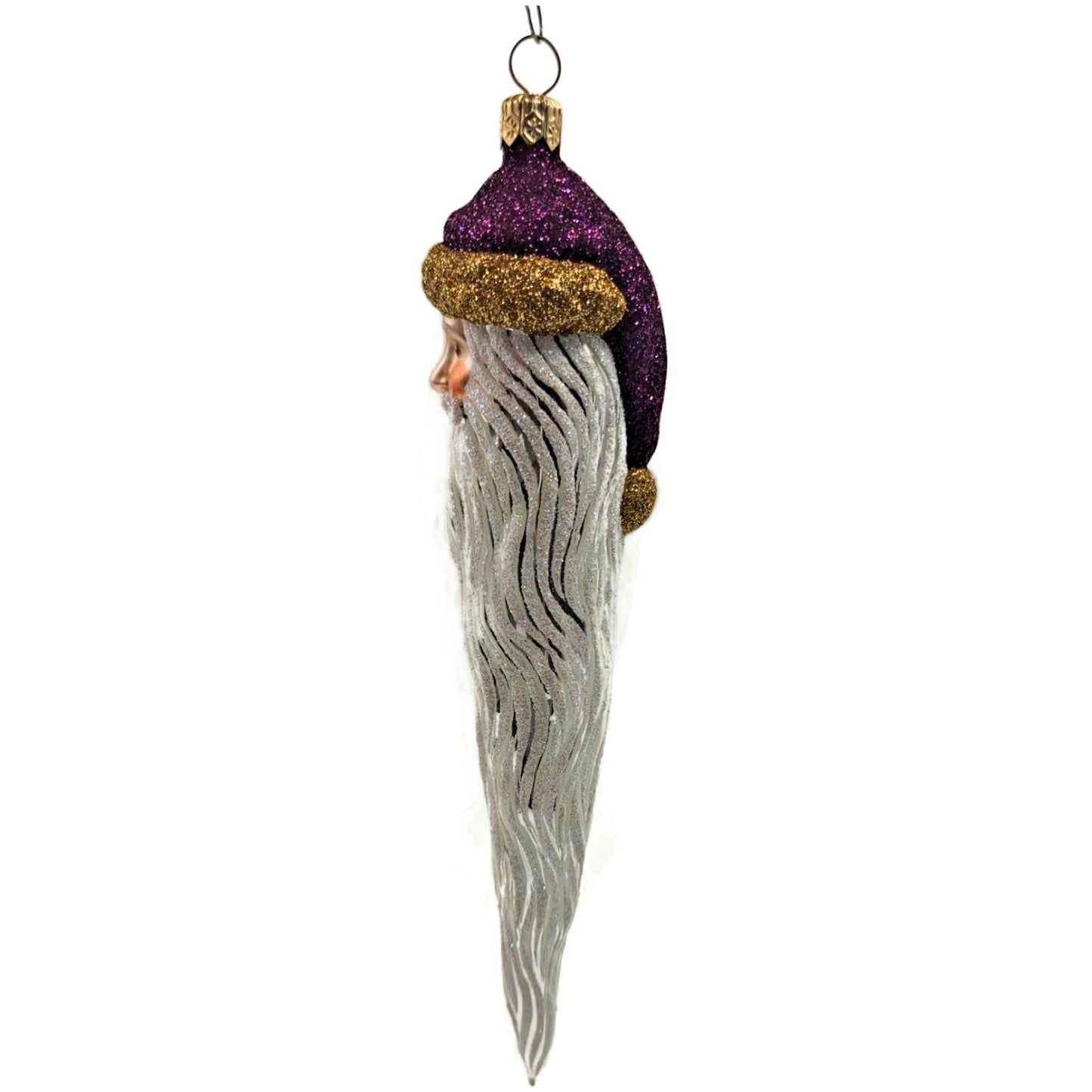 Patricia Breen Santa Icicle Beard Fuchsia Gold Hat Glittered Christmas Ornament