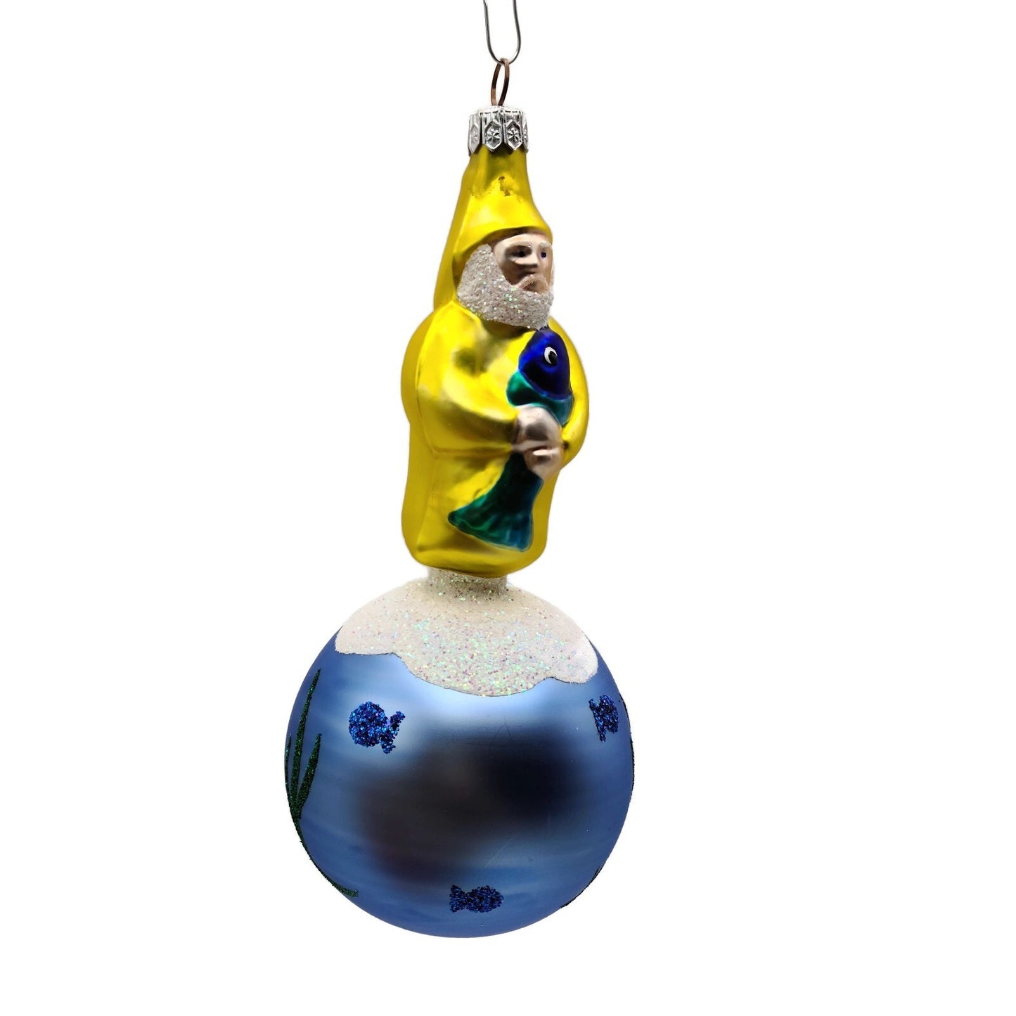 Patricia Breen Marinista Santa Matte Ball Fish Seaweed Nautical Tree Ornament