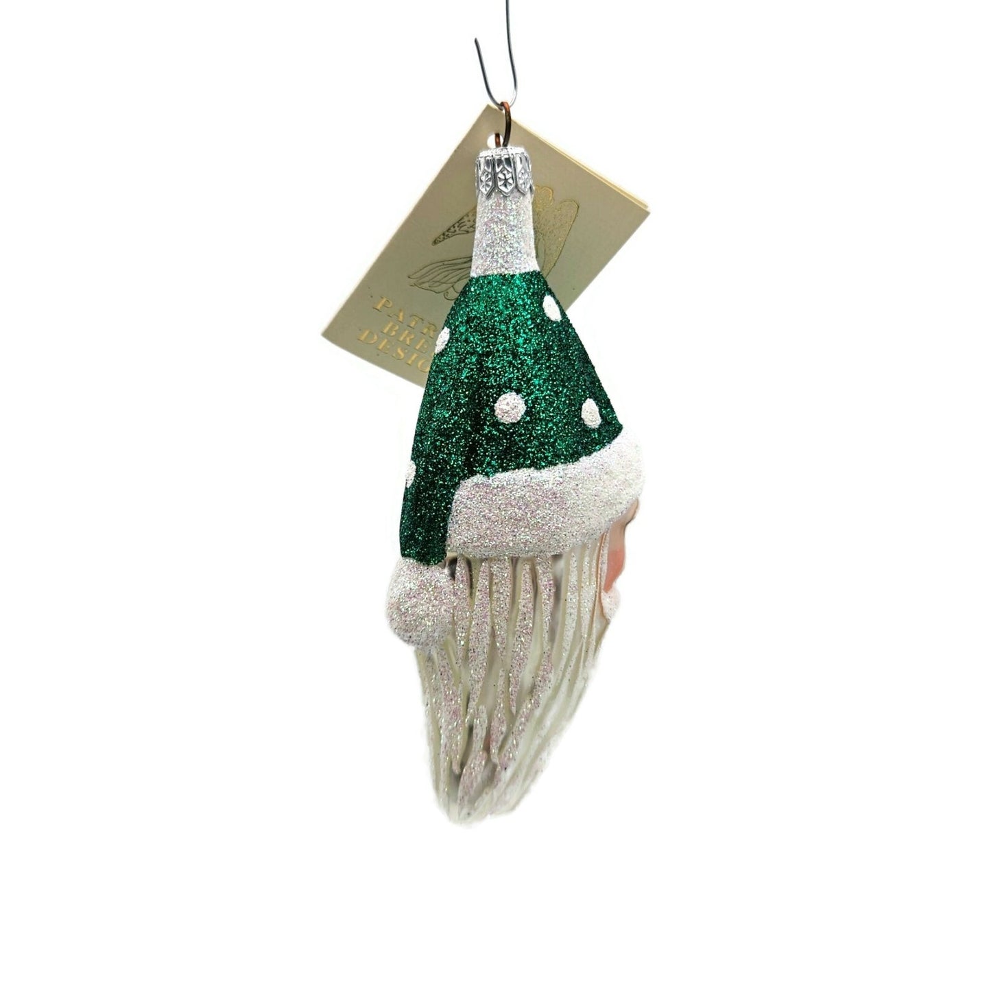 Patricia Breen Faux Fur Santa Claus Green Polka Dots Christmas Tree Ornament