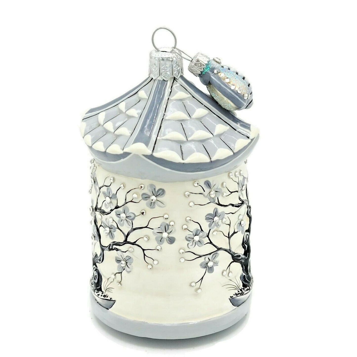 Patricia Breen Zenskep Chinoiserie Black Bee Floral Asian Holiday Tree Ornament