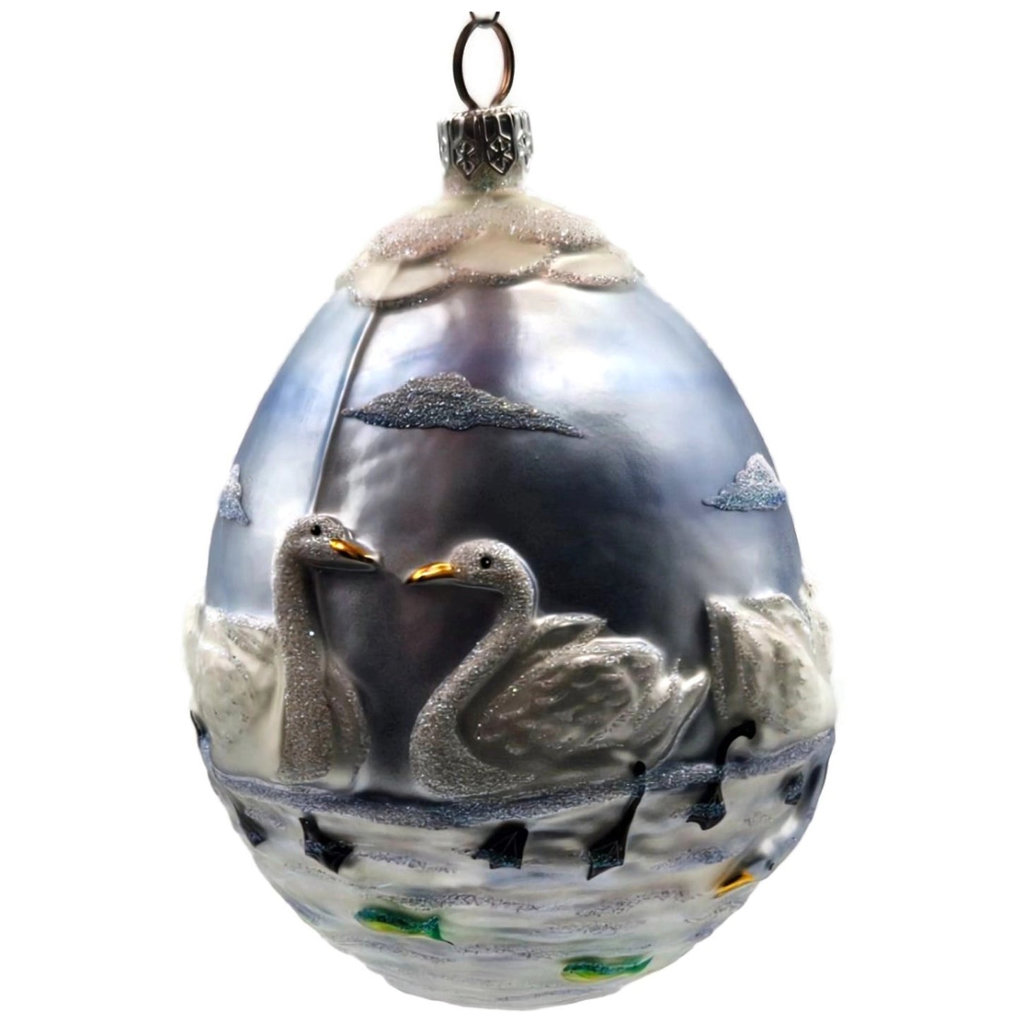 Patricia Breen Seven Swimming Swans Birds Pearl Blue 12 Days Christmas Ornament