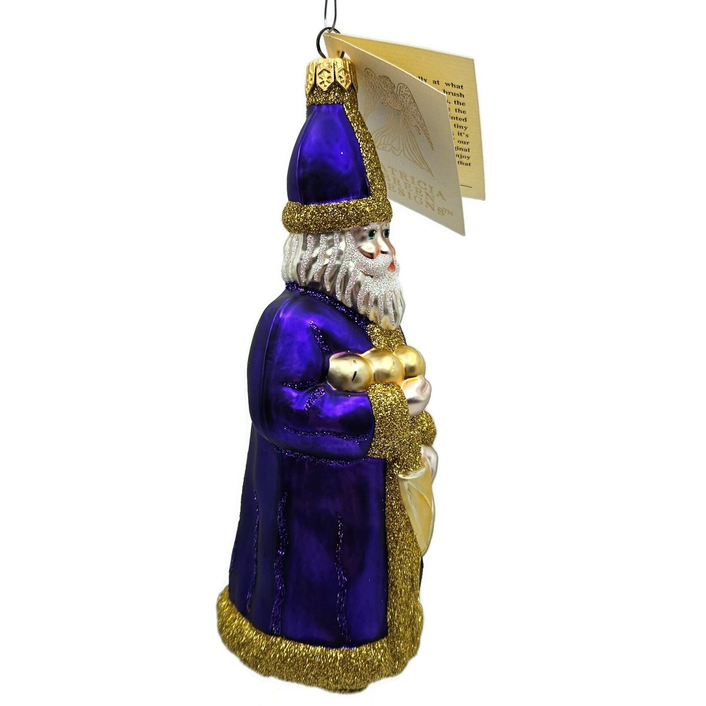 Patricia Breen Saint Nicholas Purple Glittered Folds of Coat Christmas Ornament