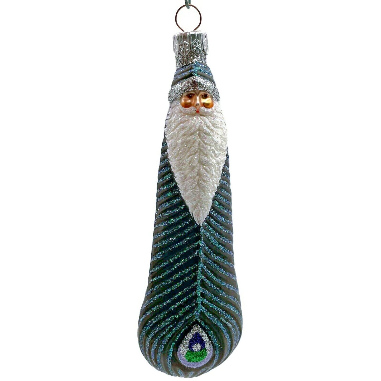 Patricia Breen Peacock Icicle Black Green Santa Claus Christmas Tree Ornament