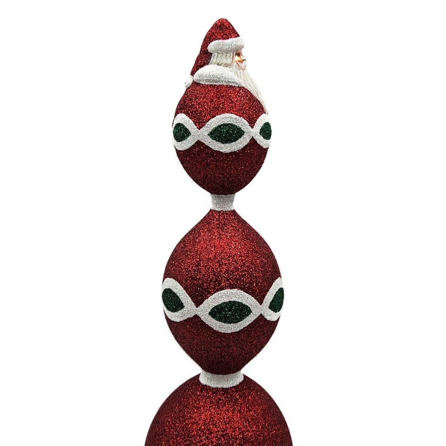 Patricia Breen Faberge Finial Red Santa Claus Glitter Christmas Holiday Topper