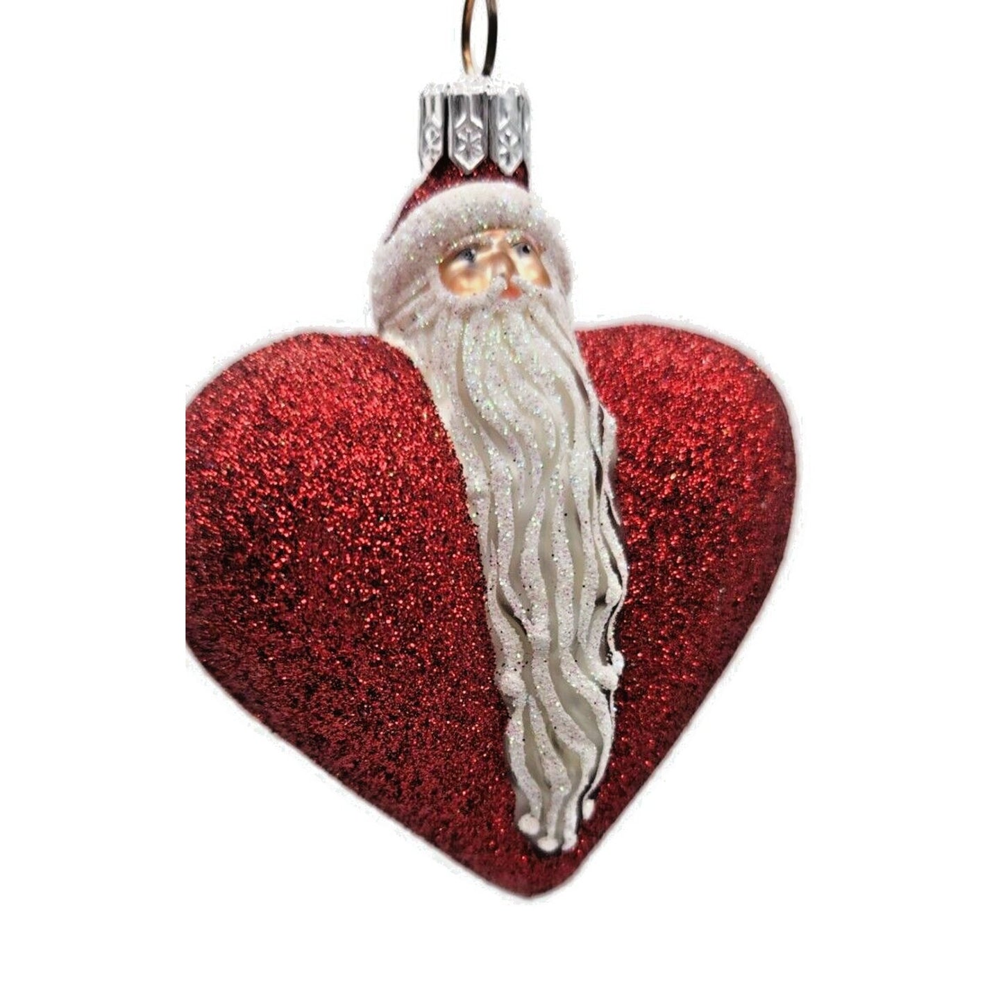 Ornament Patricia Breen Santa du Coeur Red Valentines Heart Glittered Holiday