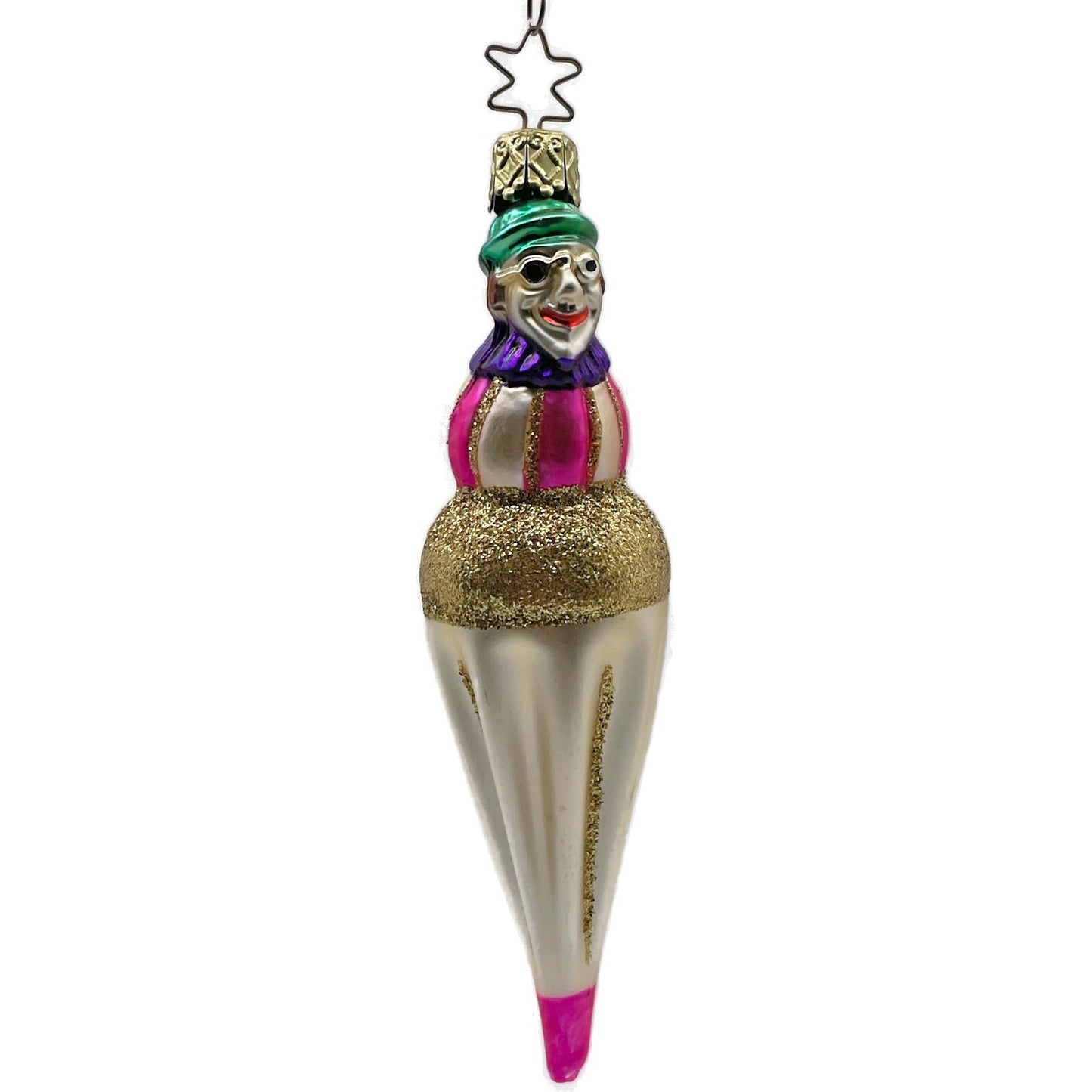 Clown Head On Ice Cream Inge Glass Ornament Old World Christmas Tree OWC German