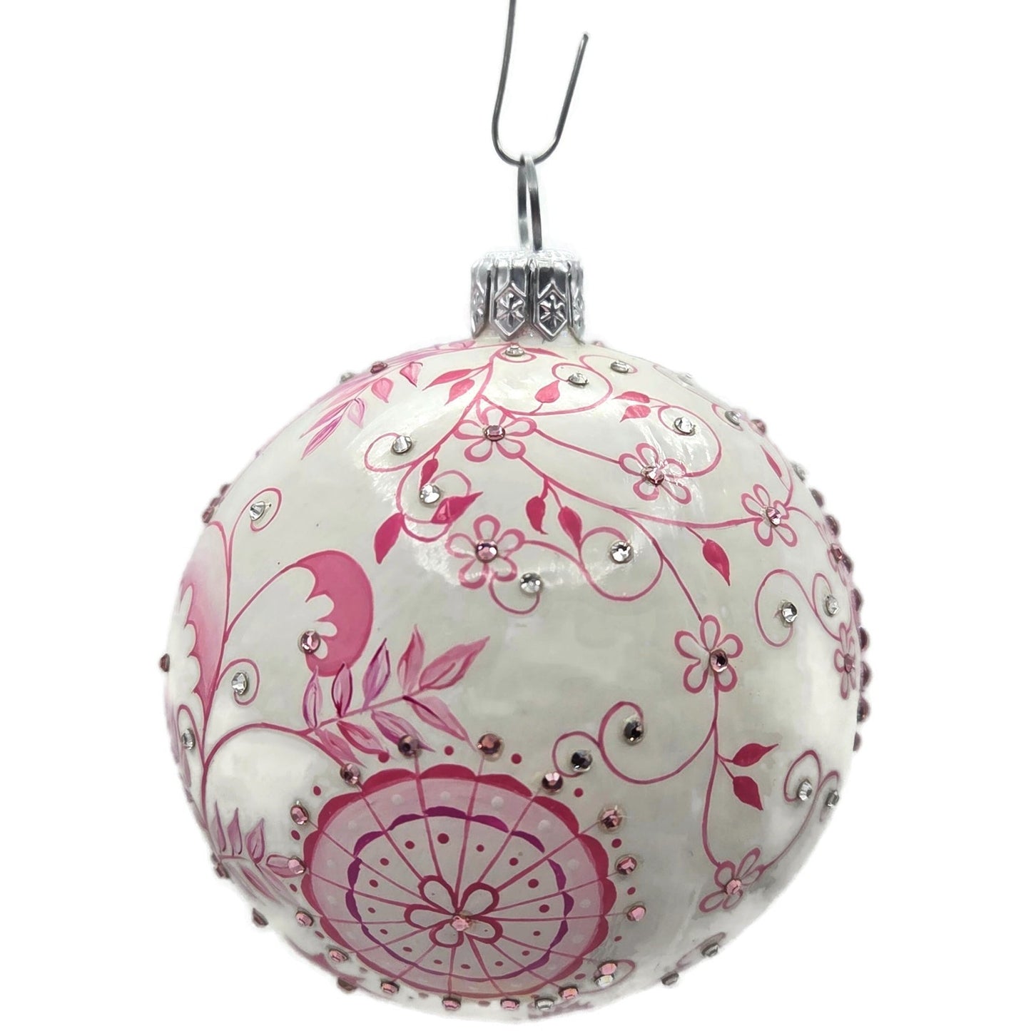 Patricia Breen Objet Du Noel Snowman Chinoiserie Pink Christmas Ornament CATZ