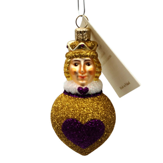 Patricia Breen Miniature Queen of Hearts Fuchsia Gold Christmas Tree Ornament