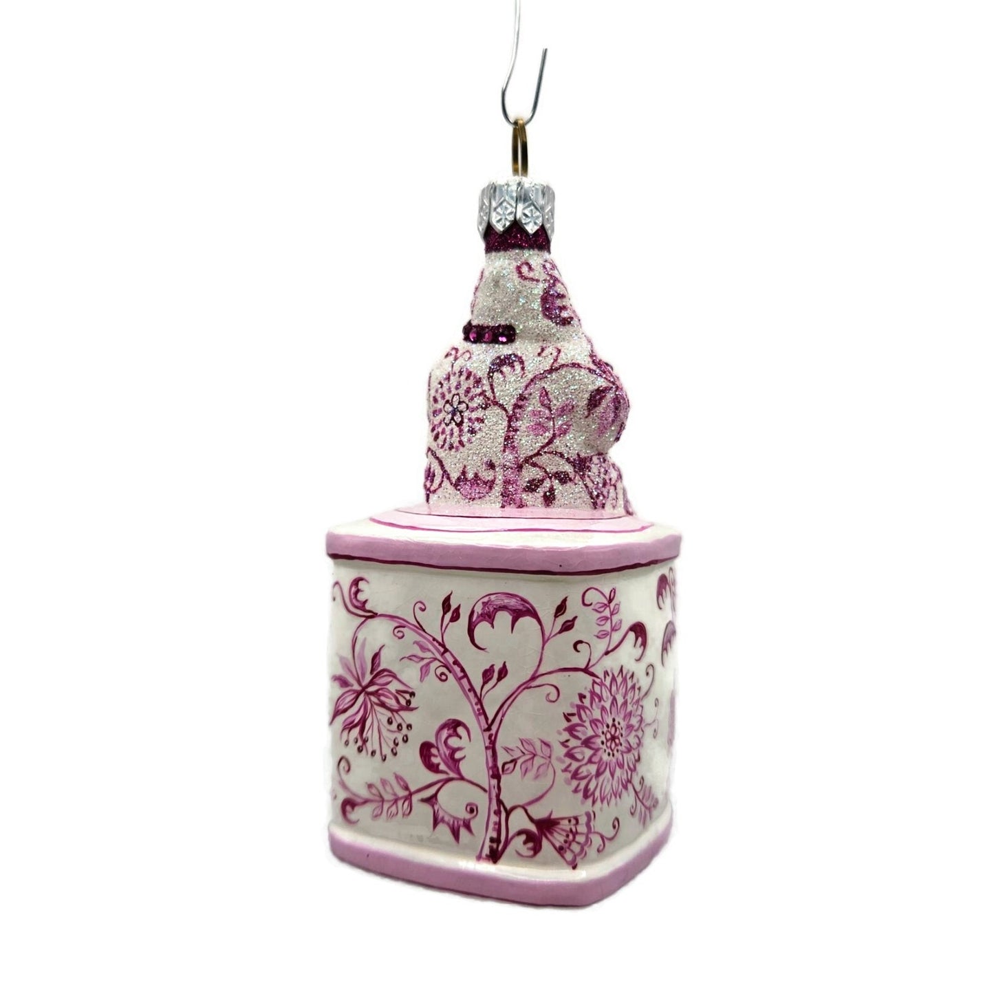 Patricia Breen Tea Time Santa Chinoiserie Pink Spring Christmas Holiday Ornament