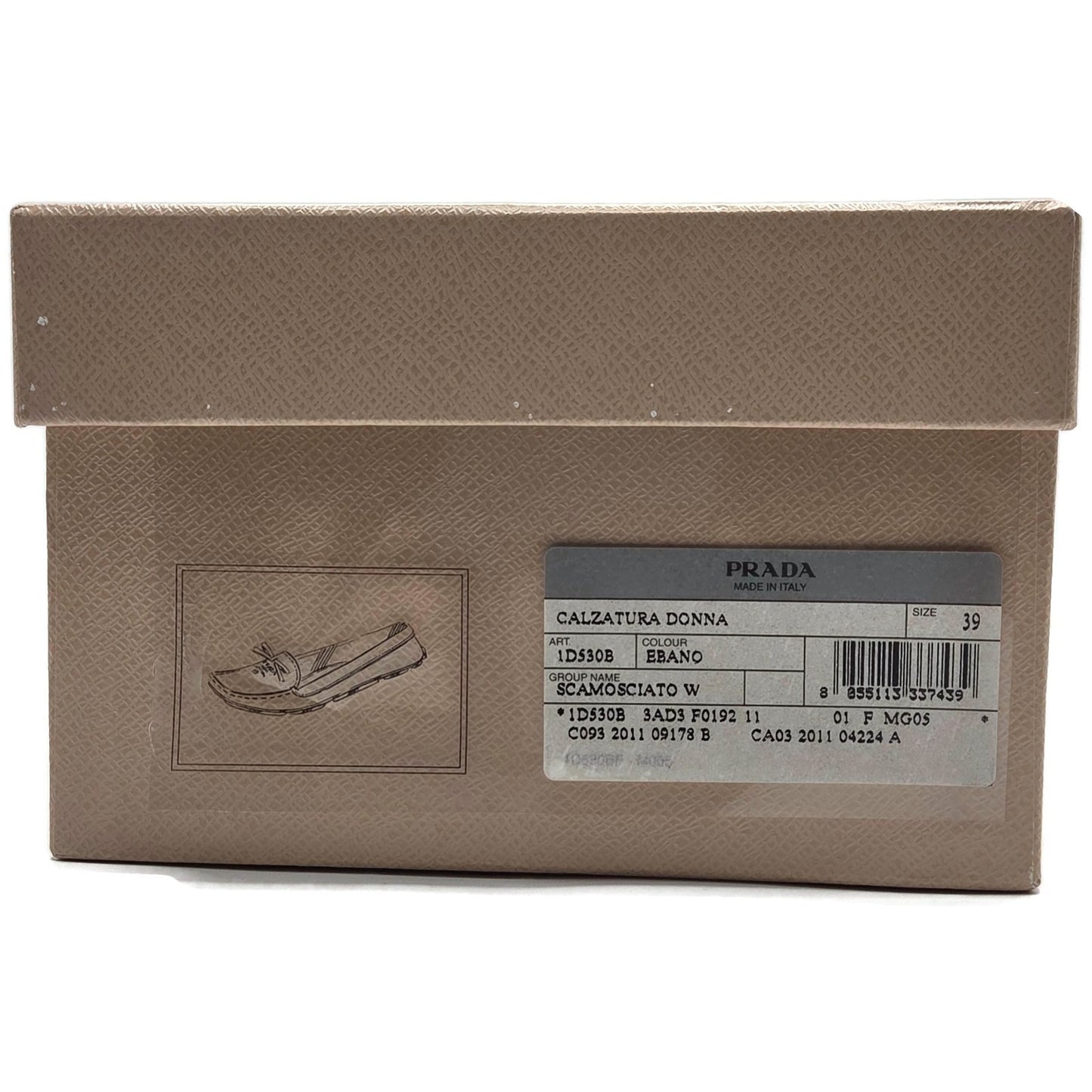 Prada Women’s Loafers Ebano Brown Suede Scamosciato Driving Shoes Itialian