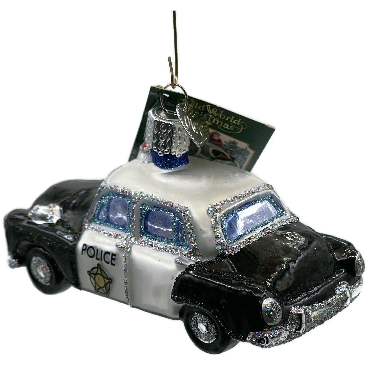 Police Car Ornament OWC Black White Old World Christmas Holiday Tree Decoration