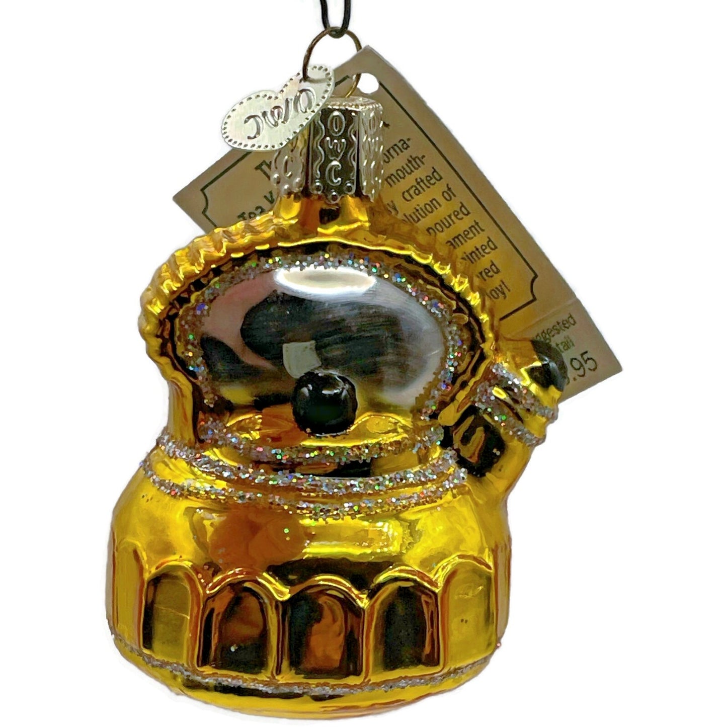 The Glass Tea Kettle Gold Glittered OWC Old World Christmas Tree Ornament
