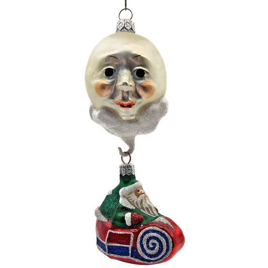 Patricia Breen Ornament Night Flight Santa Red Sleigh Pearl Moon Christmas Decor