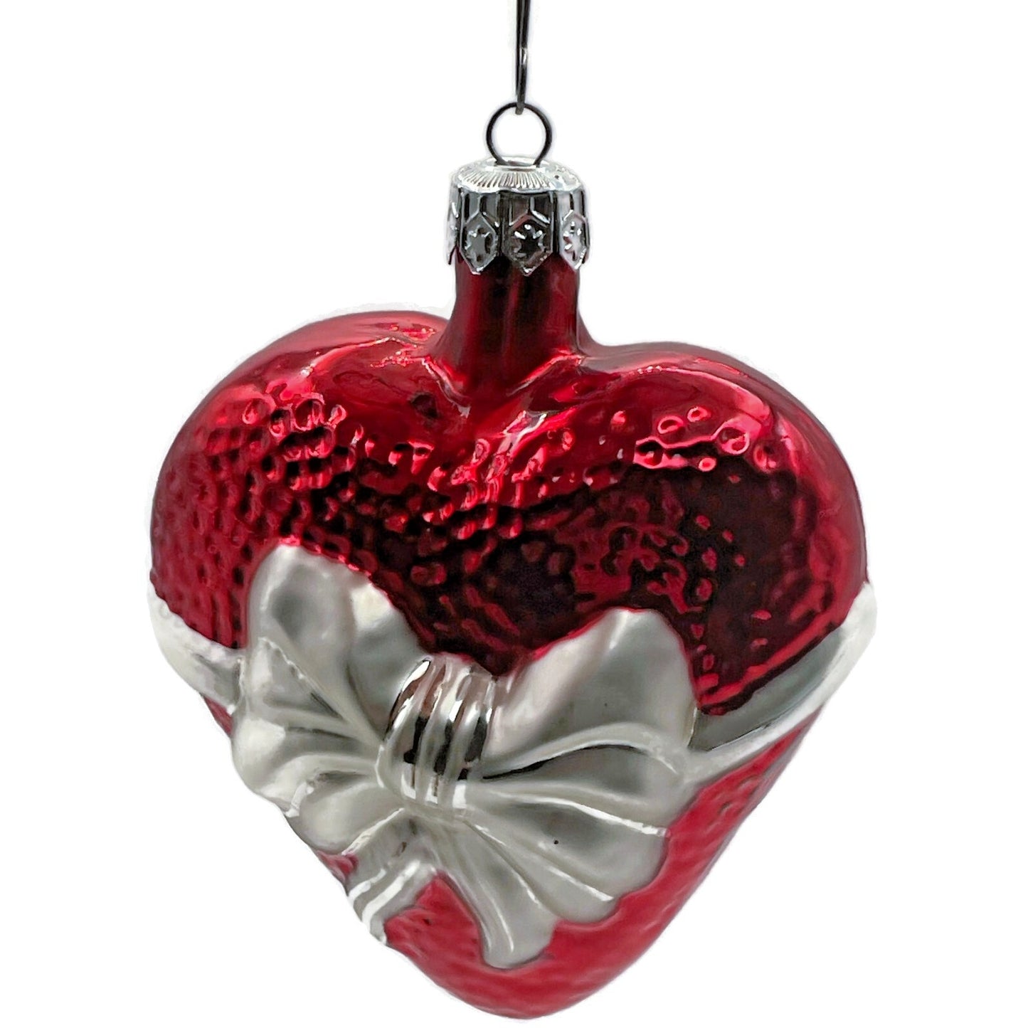 Christopher Radko Ornament Red Sweetheart Love Romance Silver Bow Valentines