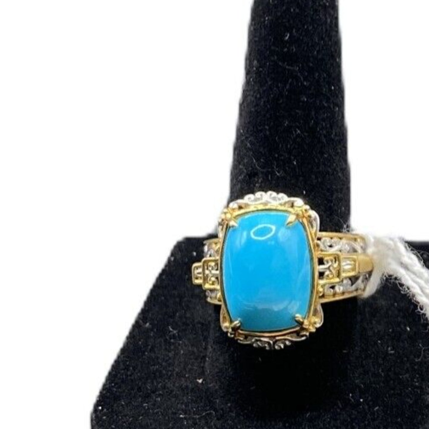 NH 925 Sterling Silver Ring Sleeping Beauty Turquoise Two Tone Gemstone Size 8