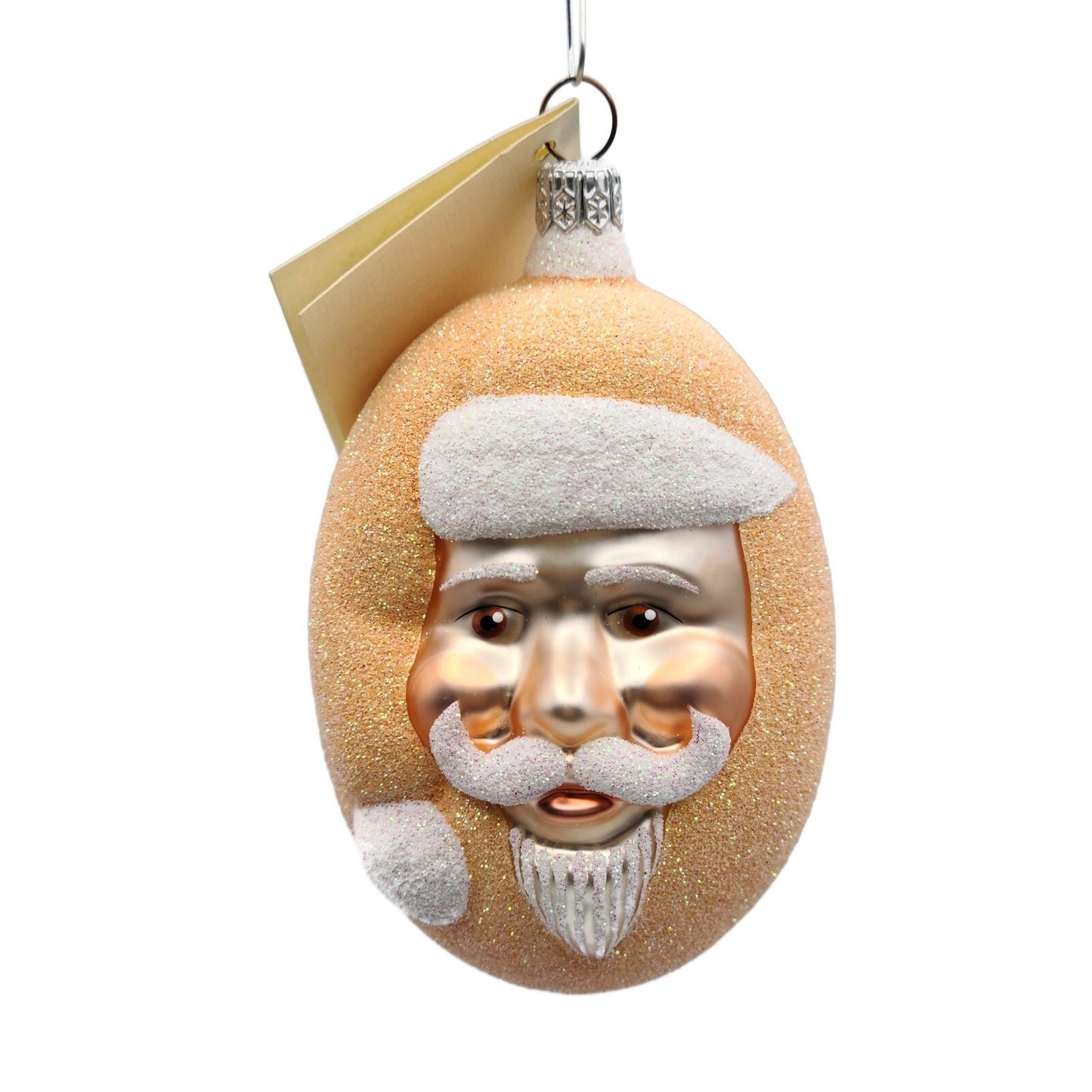 Patricia Breen Jelly Bean Santa Claus Peach Glittered Christmas Tree Ornament