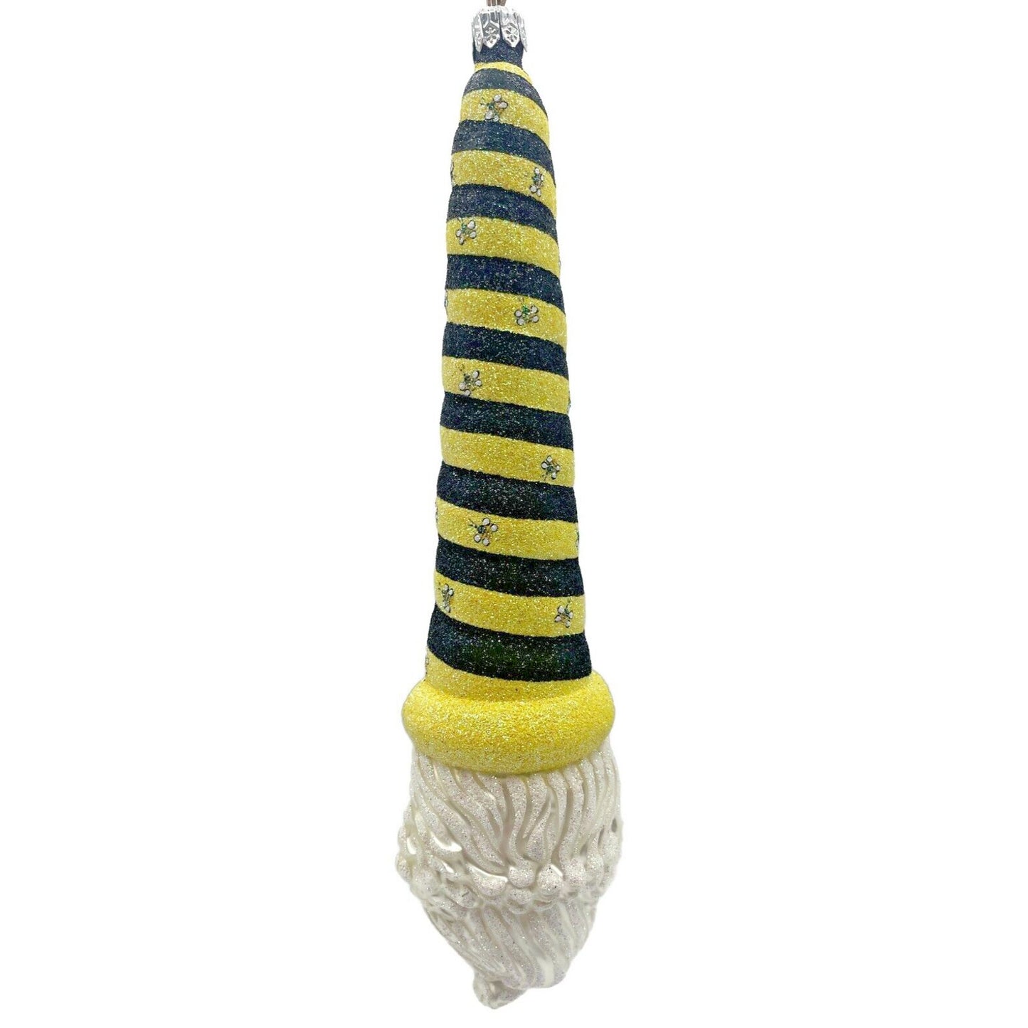 Patricia Breen Sucre Santa Bees Yellow Striped Spring Holiday Tree Ornament
