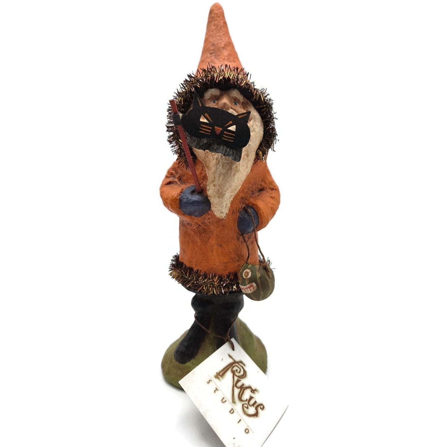 Rucus Studios Scott Smith Halloween Figure 2001 Paper Mache Santa in Orange Coat