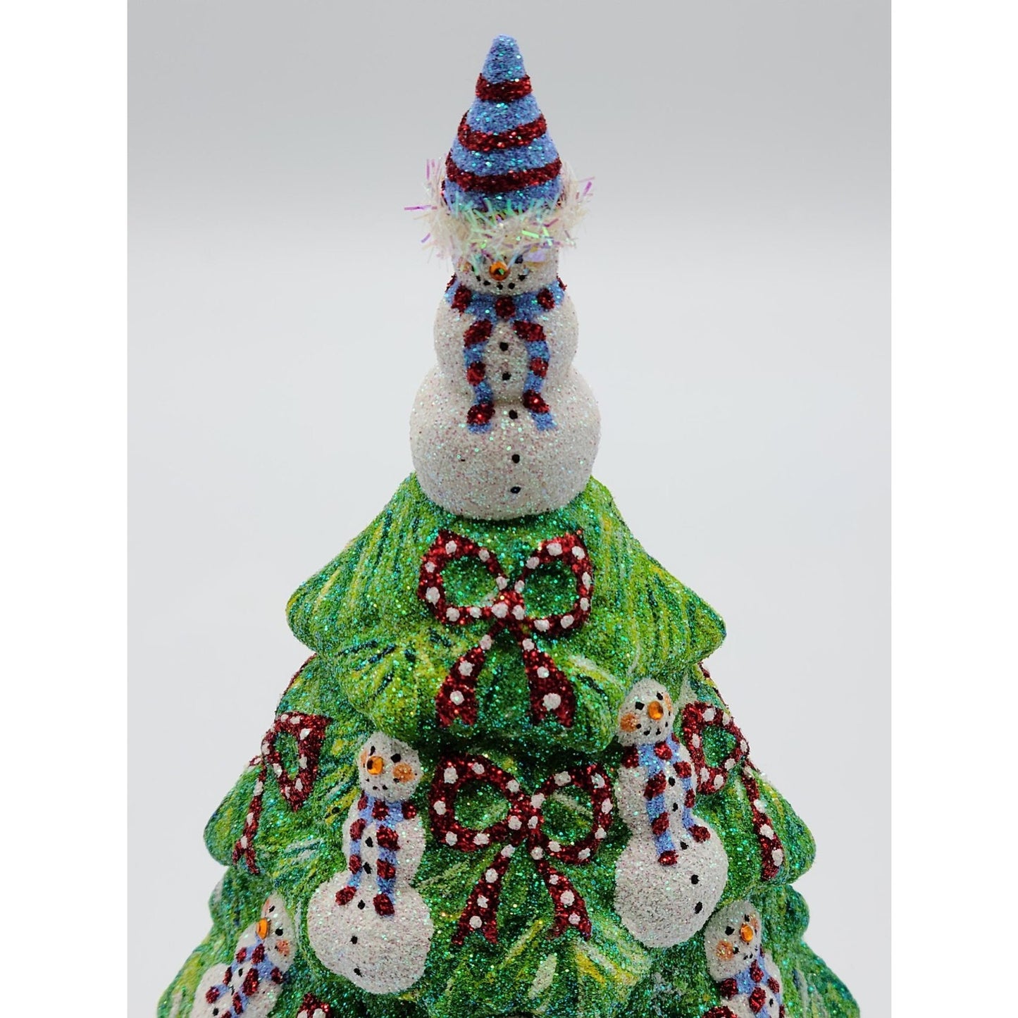 Patricia Breen Snowman Topiary Blue Red Stripe Free Standing Christmas Ornament