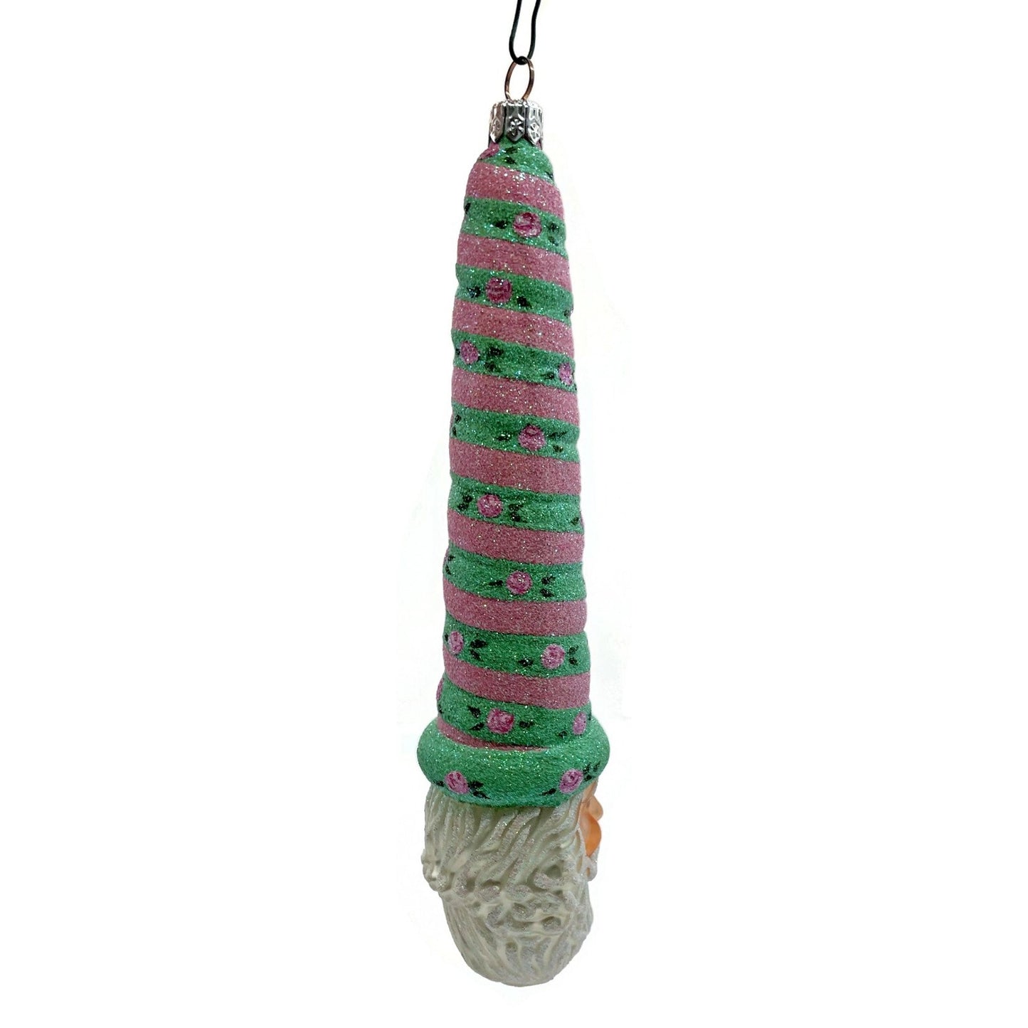 Patricia Breen Ornament Sucre Santa Pink Green Roses Spring Christmas Tree Decor