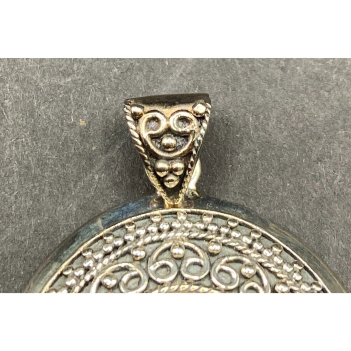 Blue Quartz Gemstone Pendant Oval Cabochon 925 Sterling Silver Filigree BJC