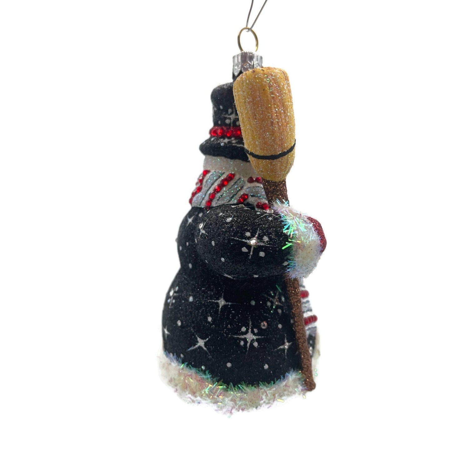 Patricia Breen Classical Snowman Black Striped Snowflakes Christmas Ornament