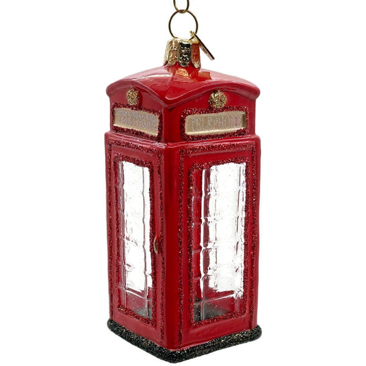 British Phone Booth Red Glass Kurt S Adler Noble Gems Christmas Tree Ornament