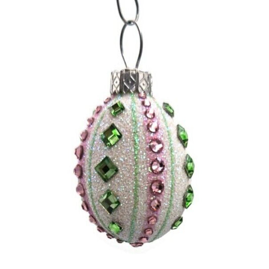 Ornament Patricia Breen Miniature Egg La Palette Vertical Pink Green Easter Tree