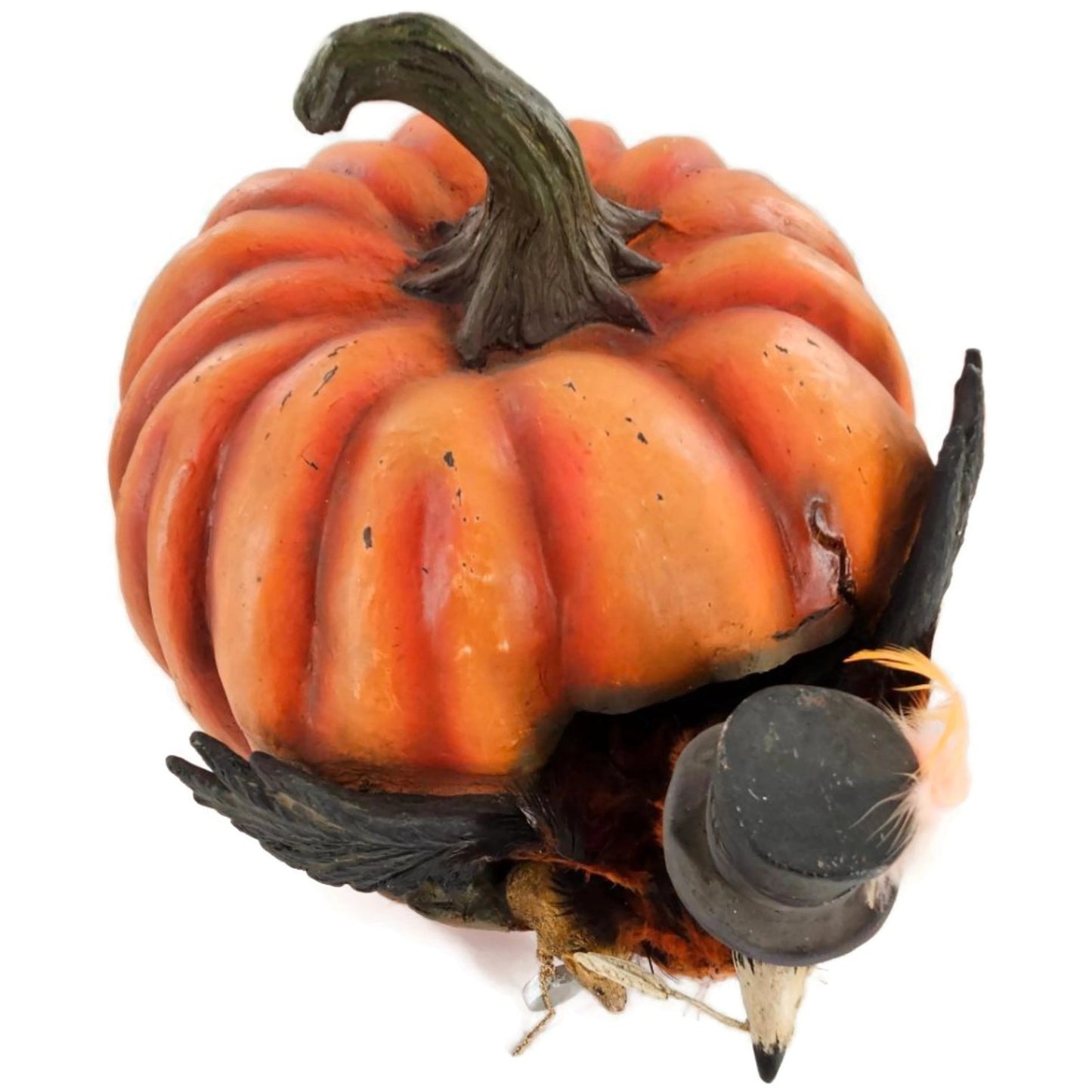 Bethany Lowe Cawing Pumpkin Halloween Raven Crow Top Hat Mouse Paper Mache Decor