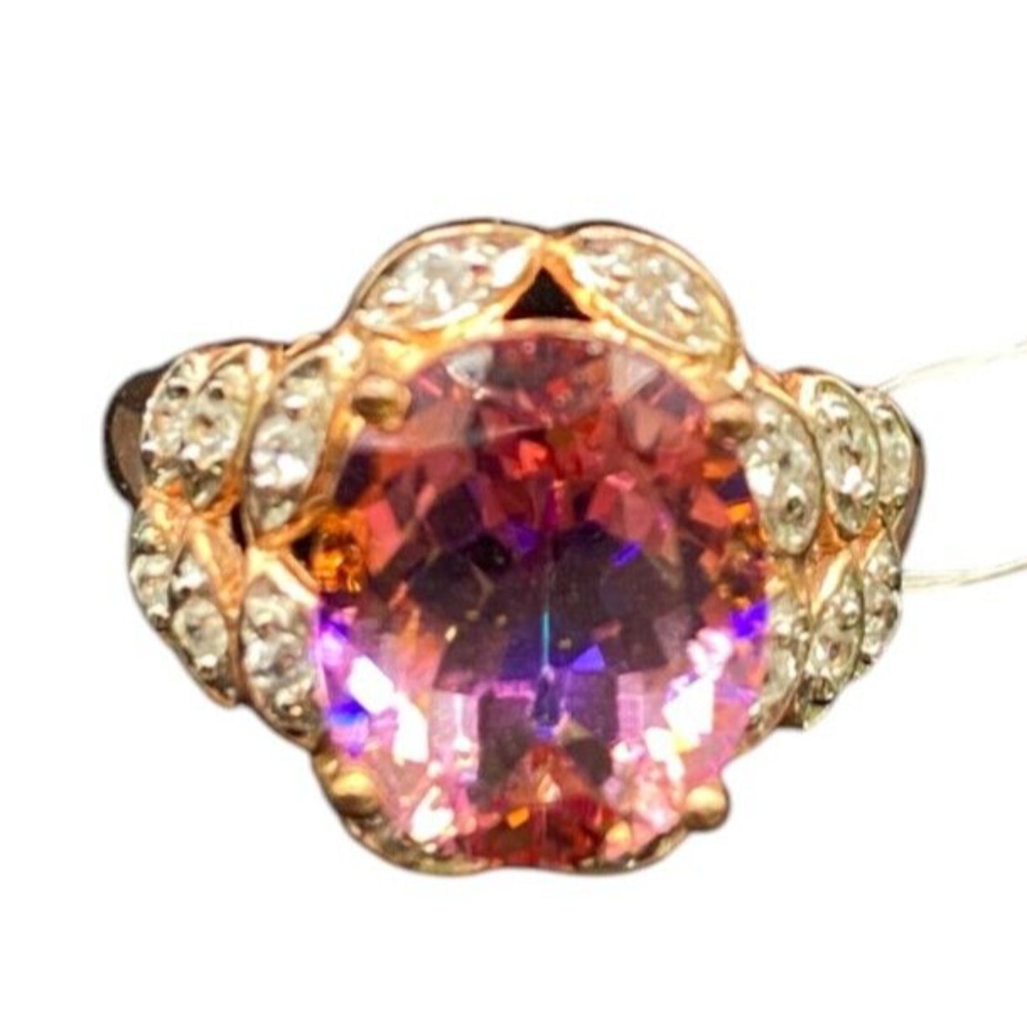 925 Sterling Silver Ring Rose Gold Plated Twilight Fire Topaz Stone Size 8