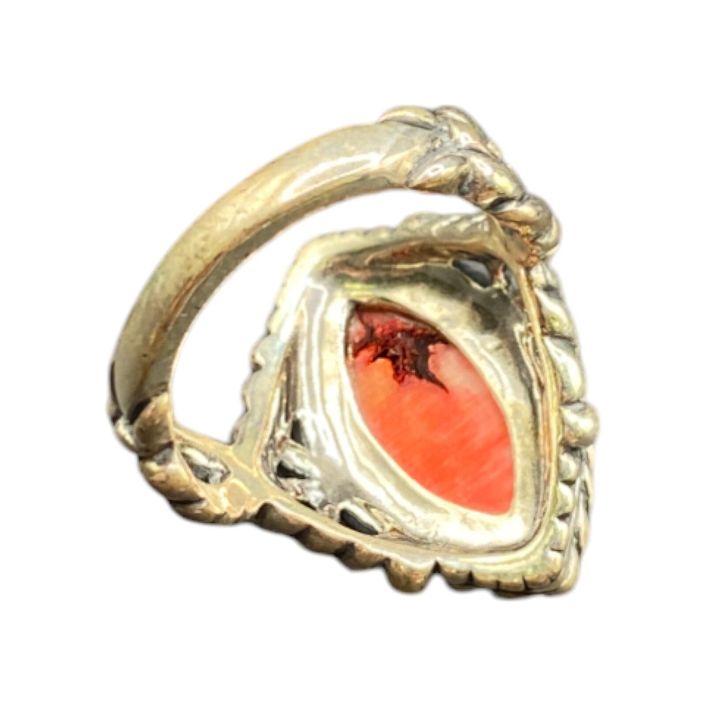 Carolyn Pollack Ring 925 Sterling Silver Red Coral Southwestern Carved Size 9