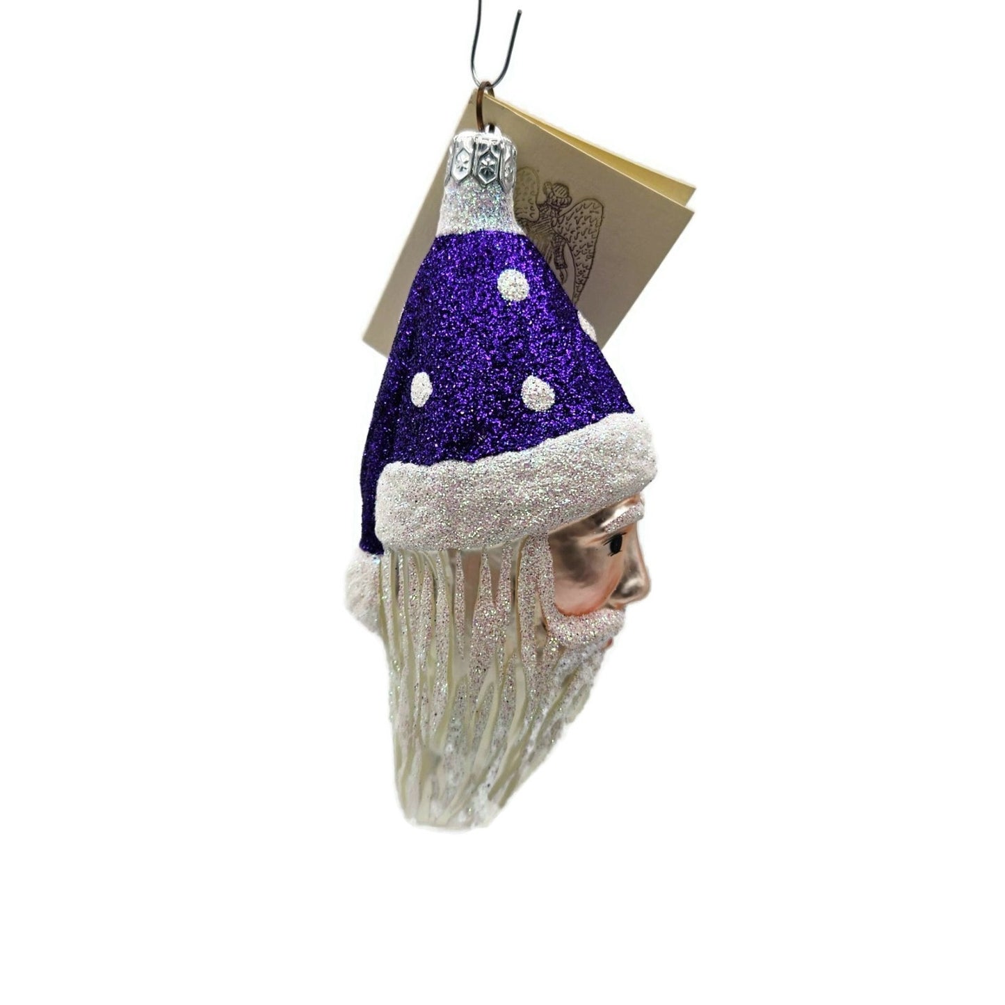 Patricia Breen Faux Fur Santa Purple Plum Polka Dots Christmas Tree Ornament