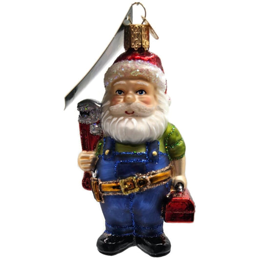 Handyman Santa Claus Ornament Construction OWC Old World Christmas Holiday Tree