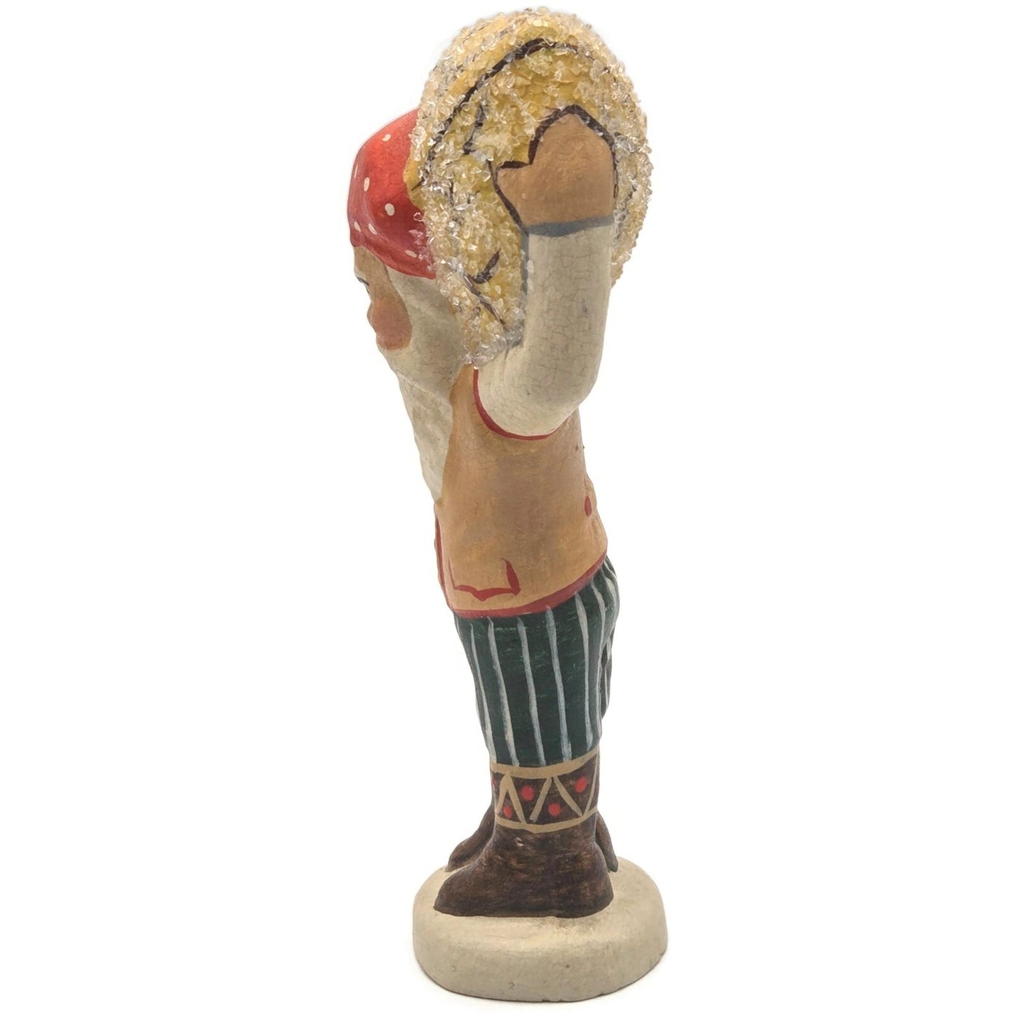 Vaillancourt Gnome Carrying Walnut Chalkware Folk Art Christmas Figurine