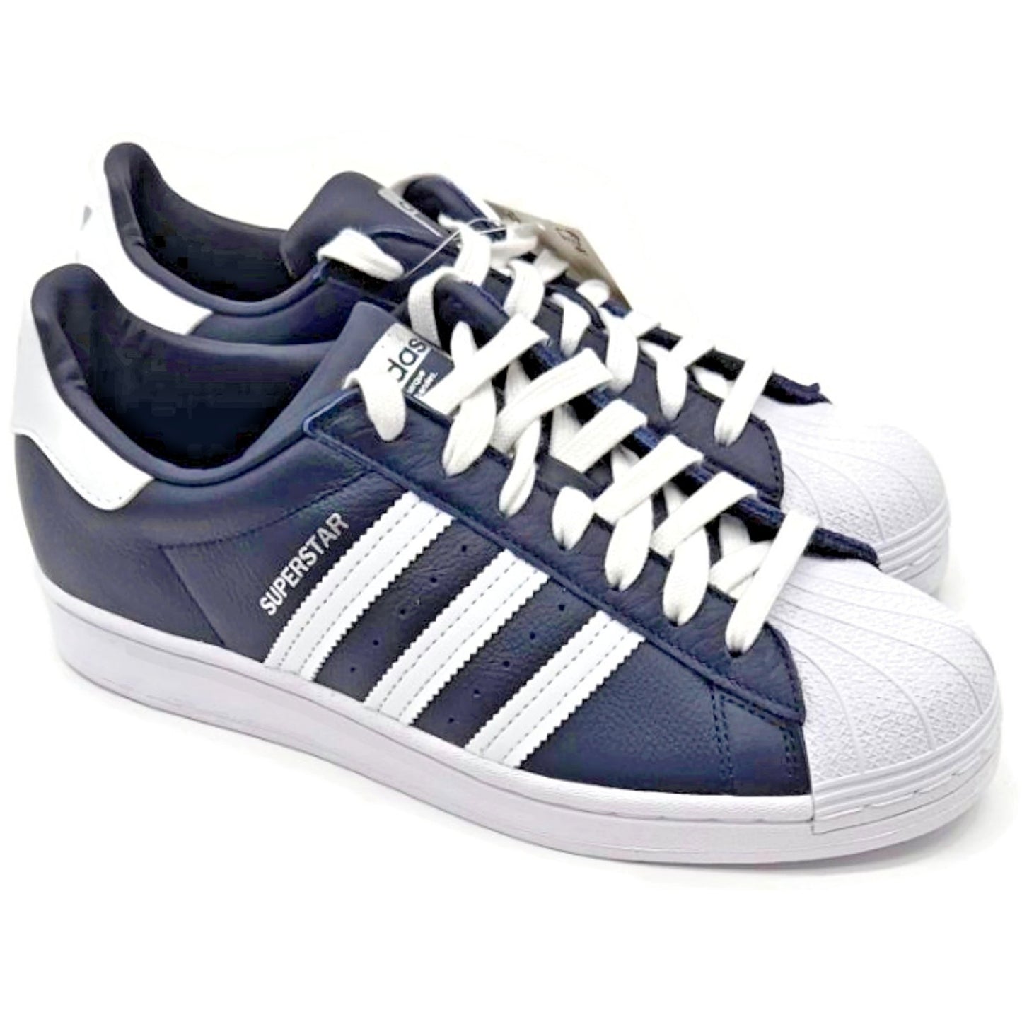Adidas Superstar Navy Blue Stripe Leather Shoes Unisex Size 8 Shell Toe FY5864