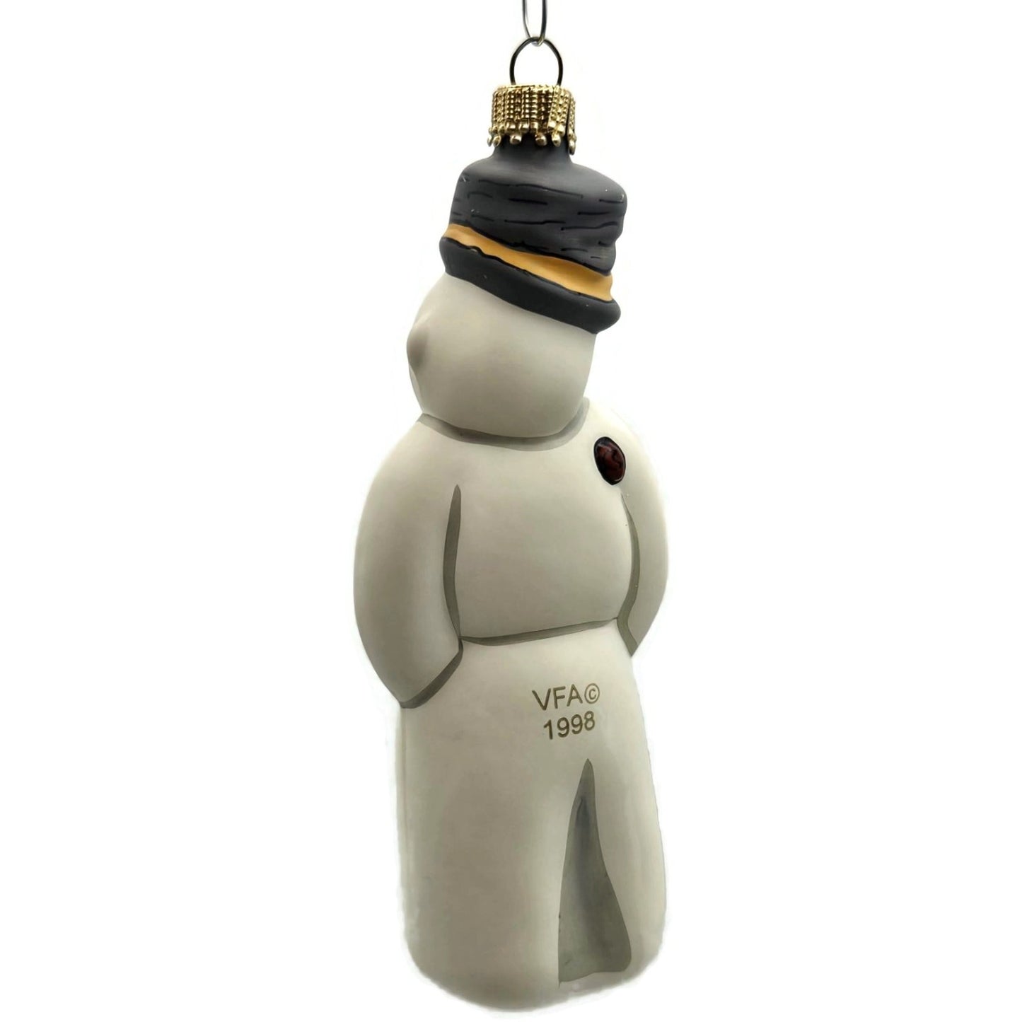 Vaillancourt Ornament Snowman with Ears Broom Chalkware Christmas Tree Decor