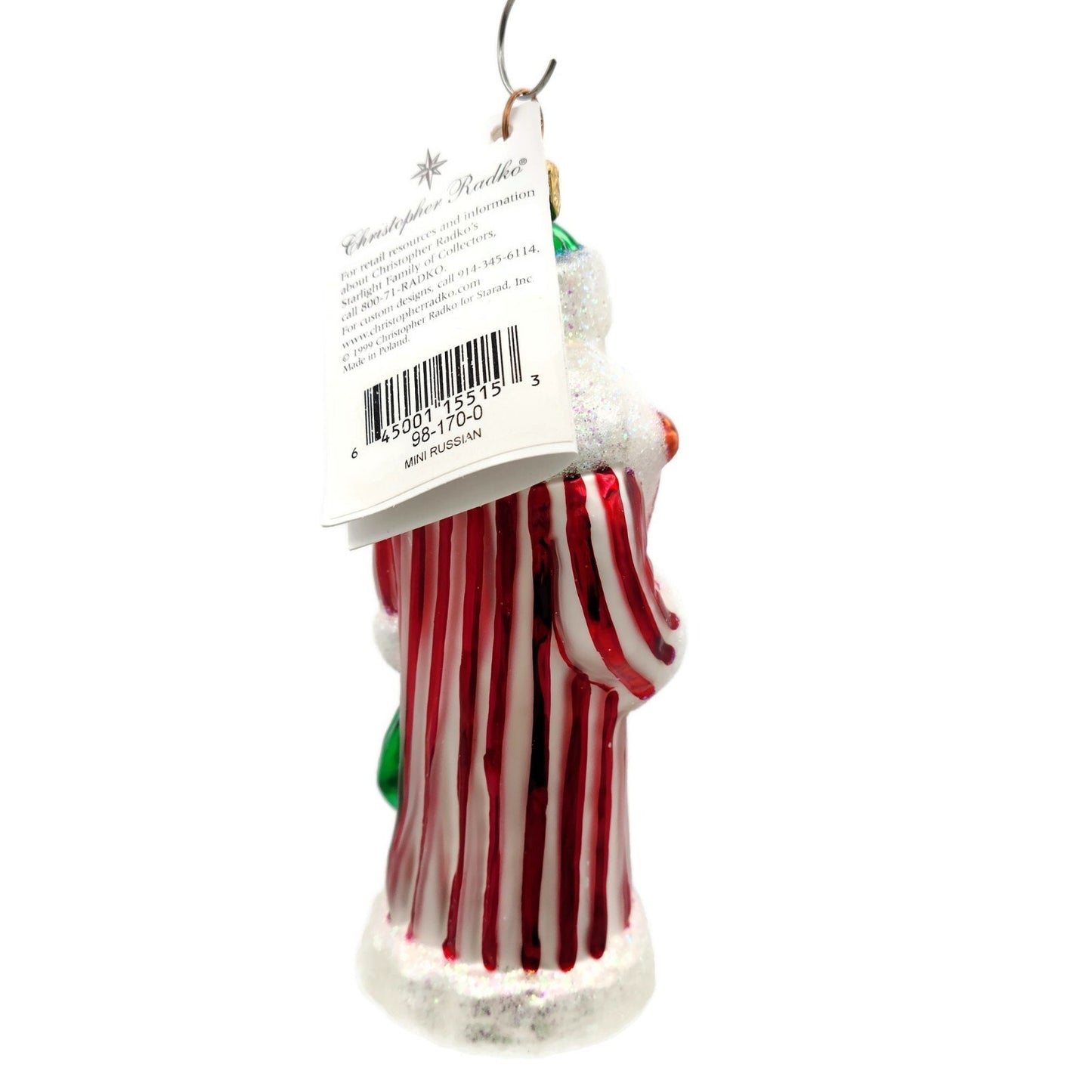 Christopher Radko Mini Russian Striped Santa Claus Christmas Ornament 98-170-0