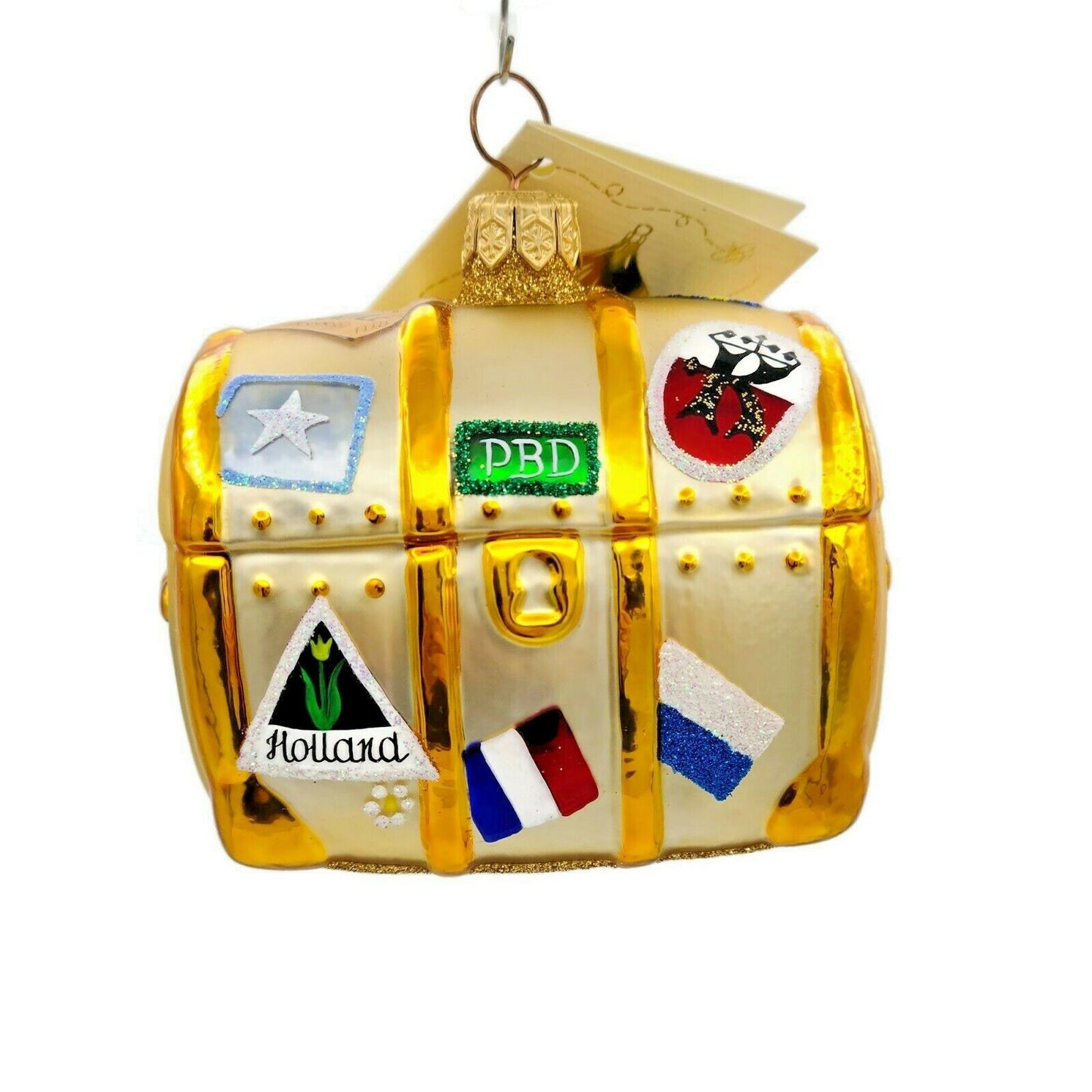 Patricia Breen Bon Voyage Gold Portland Green Triangle Christmas Ornament CATZ