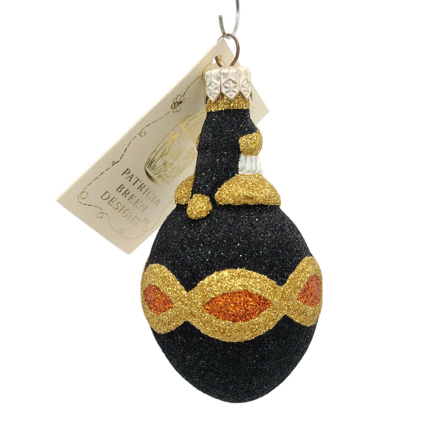 Patricia Breen Miniature Faberge Santa Black Orange Halloween Christmas Ornament
