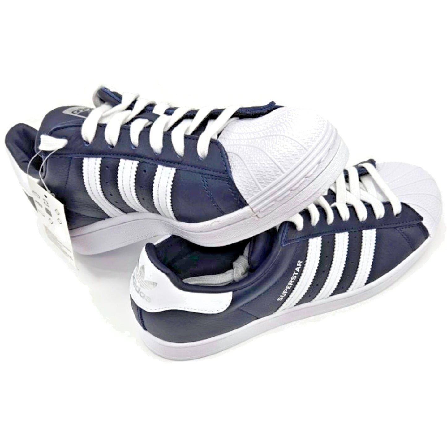 Adidas Superstar Navy Blue Stripe Leather Shoes Unisex Size 8 Shell Toe FY5864