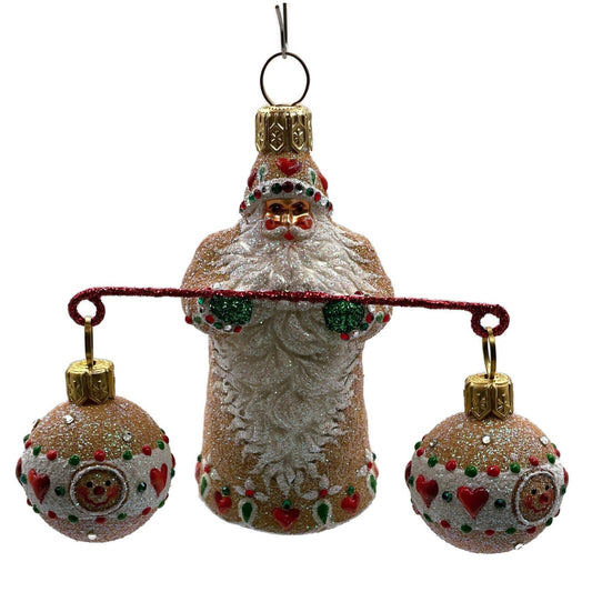 Patricia Breen Balance Gingerbread Green Glitter Mitten Heart Christmas Ornament