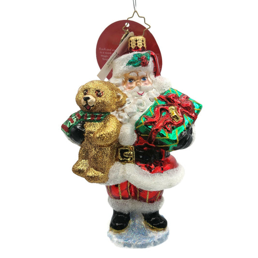 Christopher Radko The Gift of Teddy 1020617 Santa Claus Christmas Tree Ornament