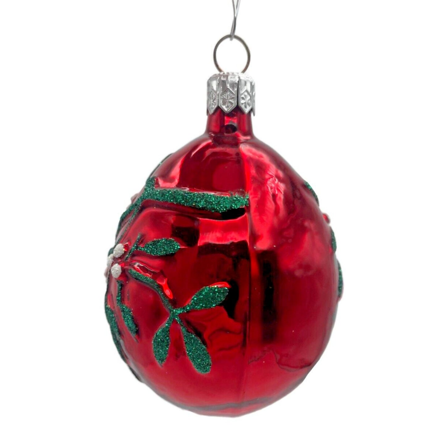 Ornament Patricia Breen Mistletoe Egg Red Pink Heart Shiny Christmas Holiday