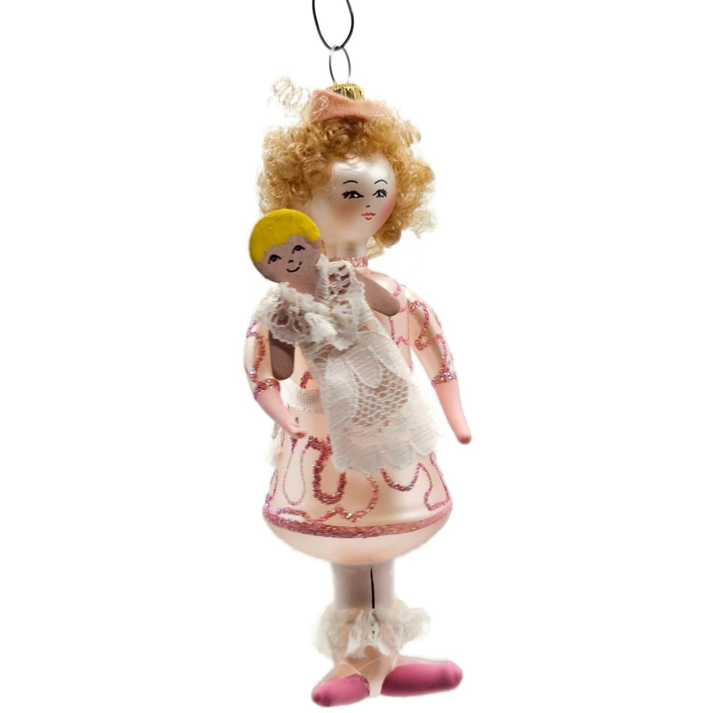 Soffieria De Carlini Little Girl with Doll Italian Glass Christmas Tree Ornament