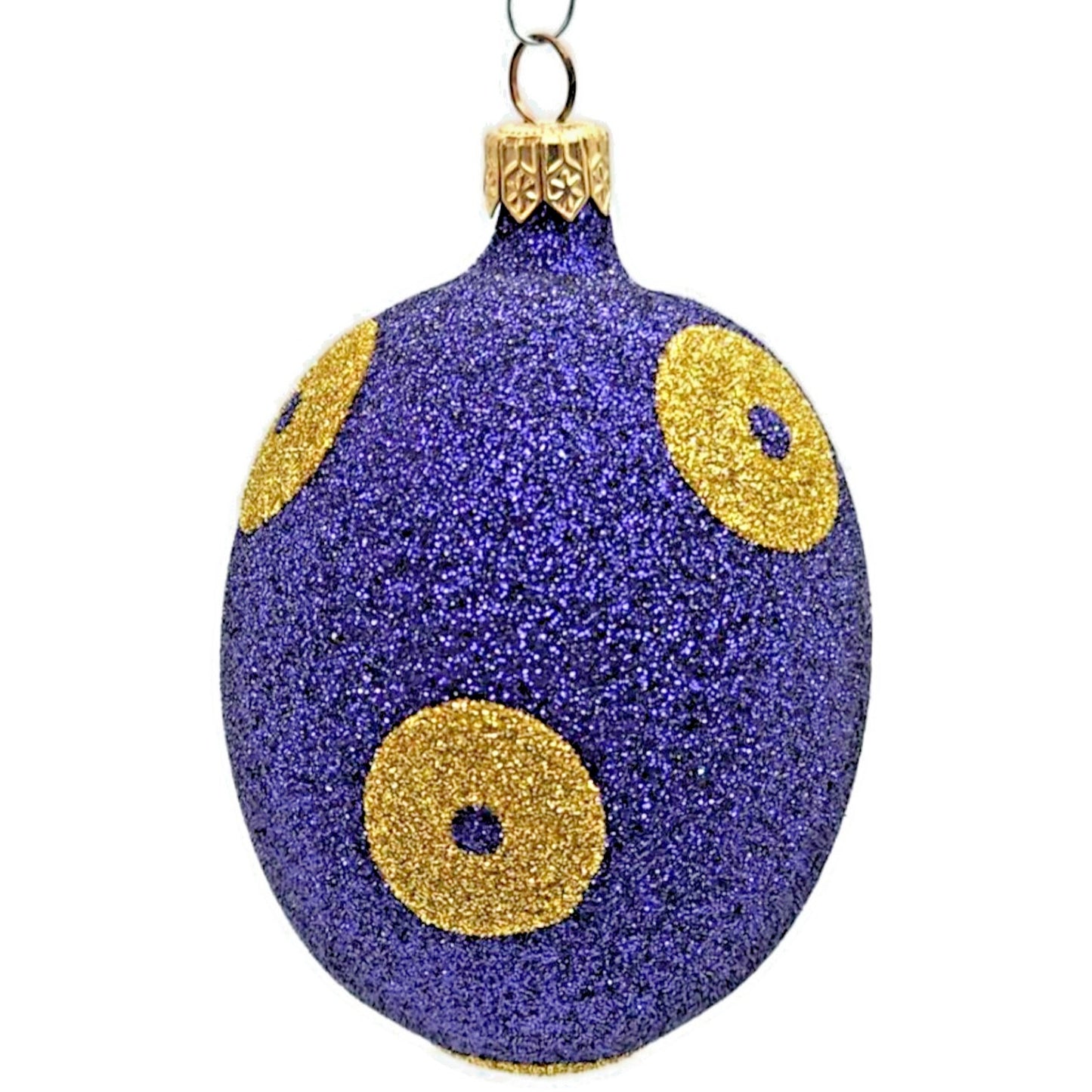 Patricia Breen Egg Purple Gold Polka Dot Glitter Easter Christmas Tree Ornament